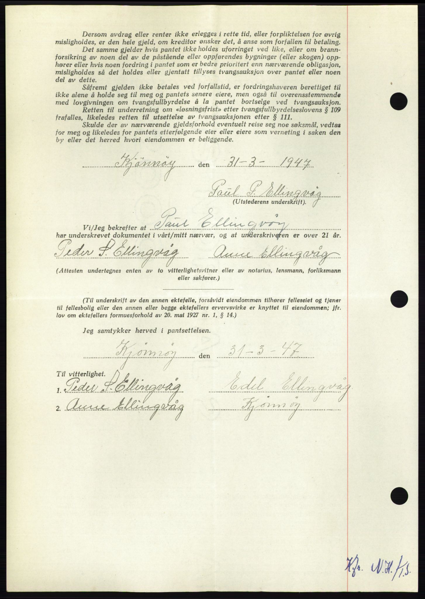 Nordmøre sorenskriveri, AV/SAT-A-4132/1/2/2Ca: Pantebok nr. B96, 1947-1947, Dagboknr: 1578/1947