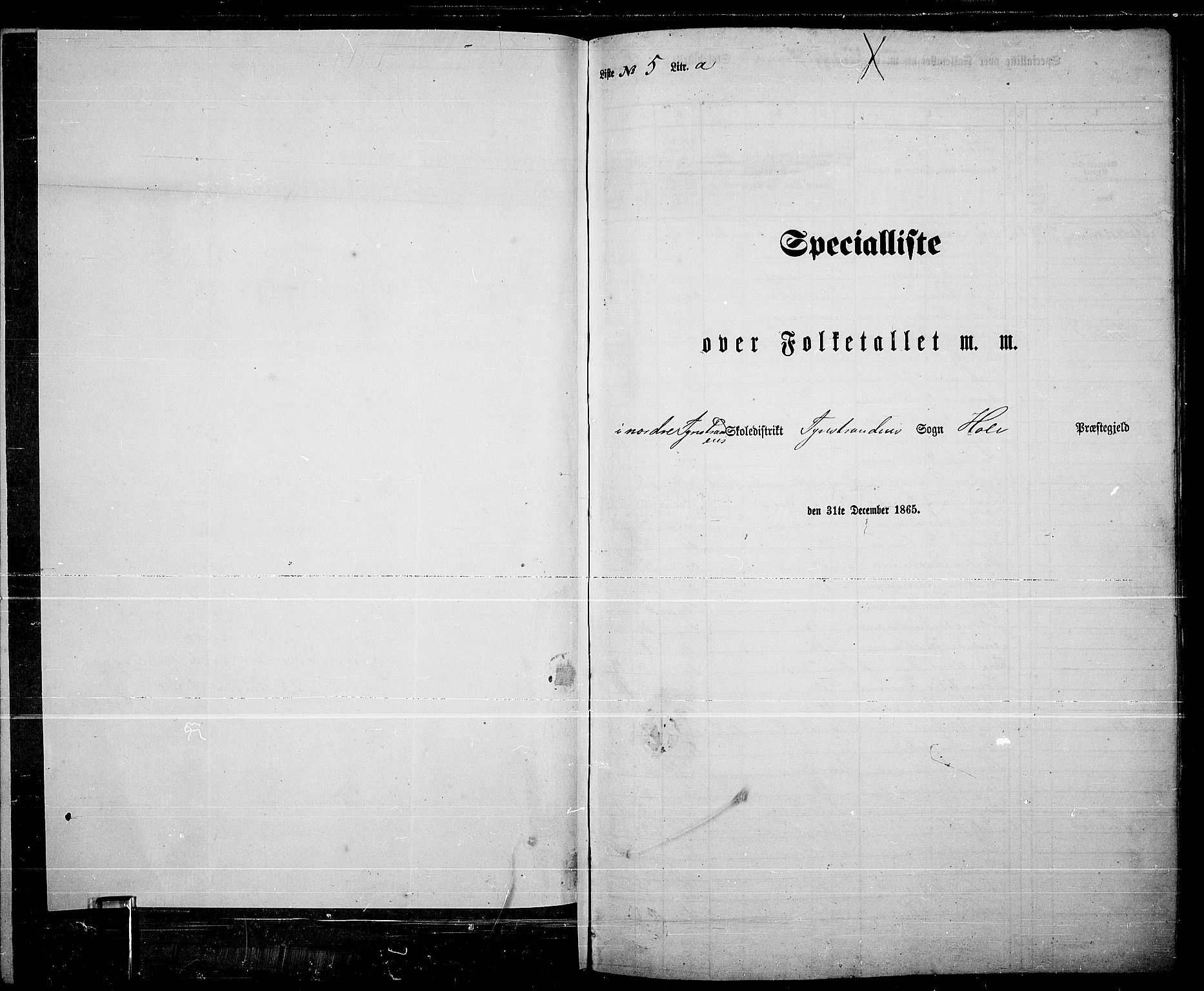 RA, Folketelling 1865 for 0612P Hole prestegjeld, 1865, s. 121