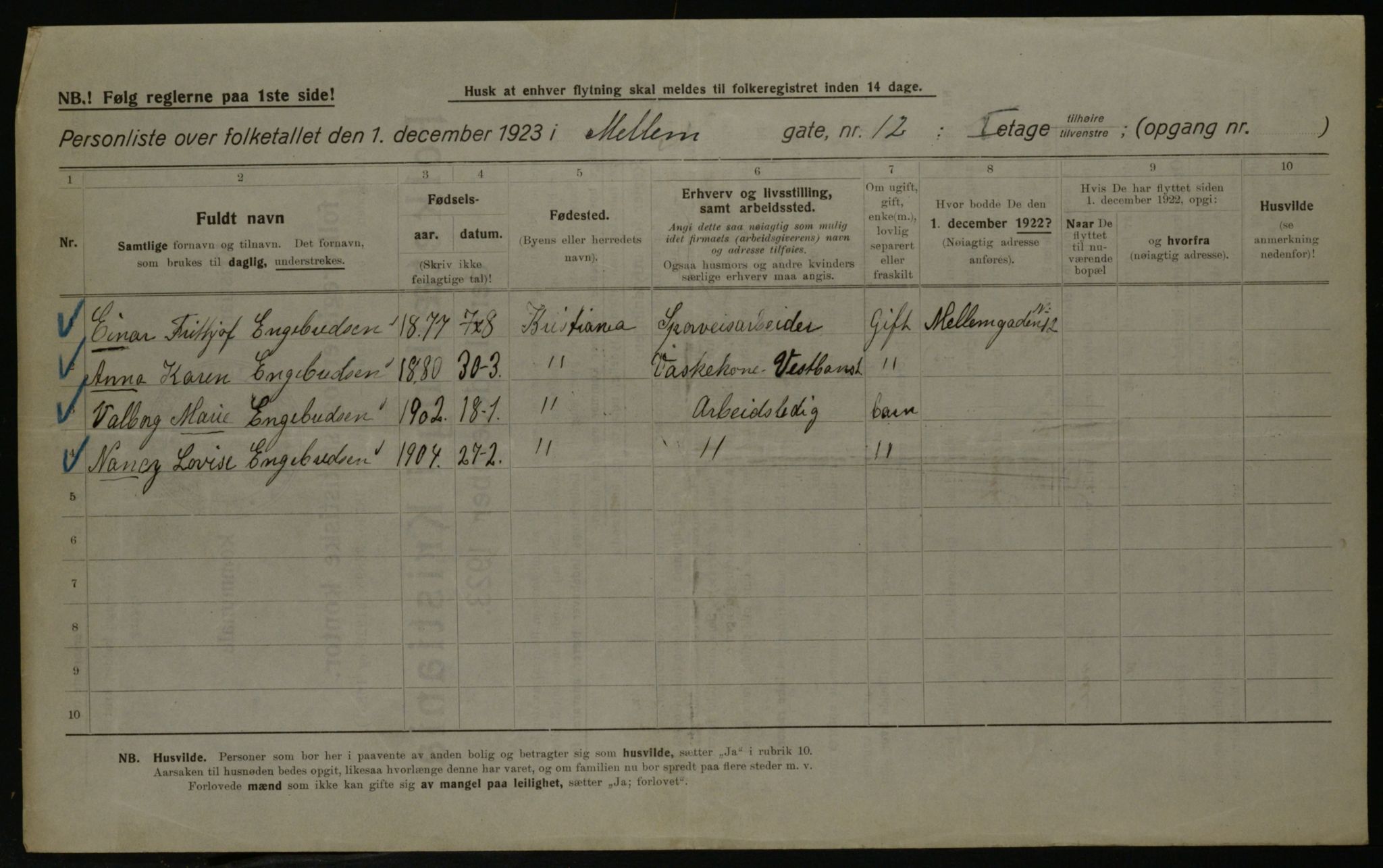 OBA, Kommunal folketelling 1.12.1923 for Kristiania, 1923, s. 72086