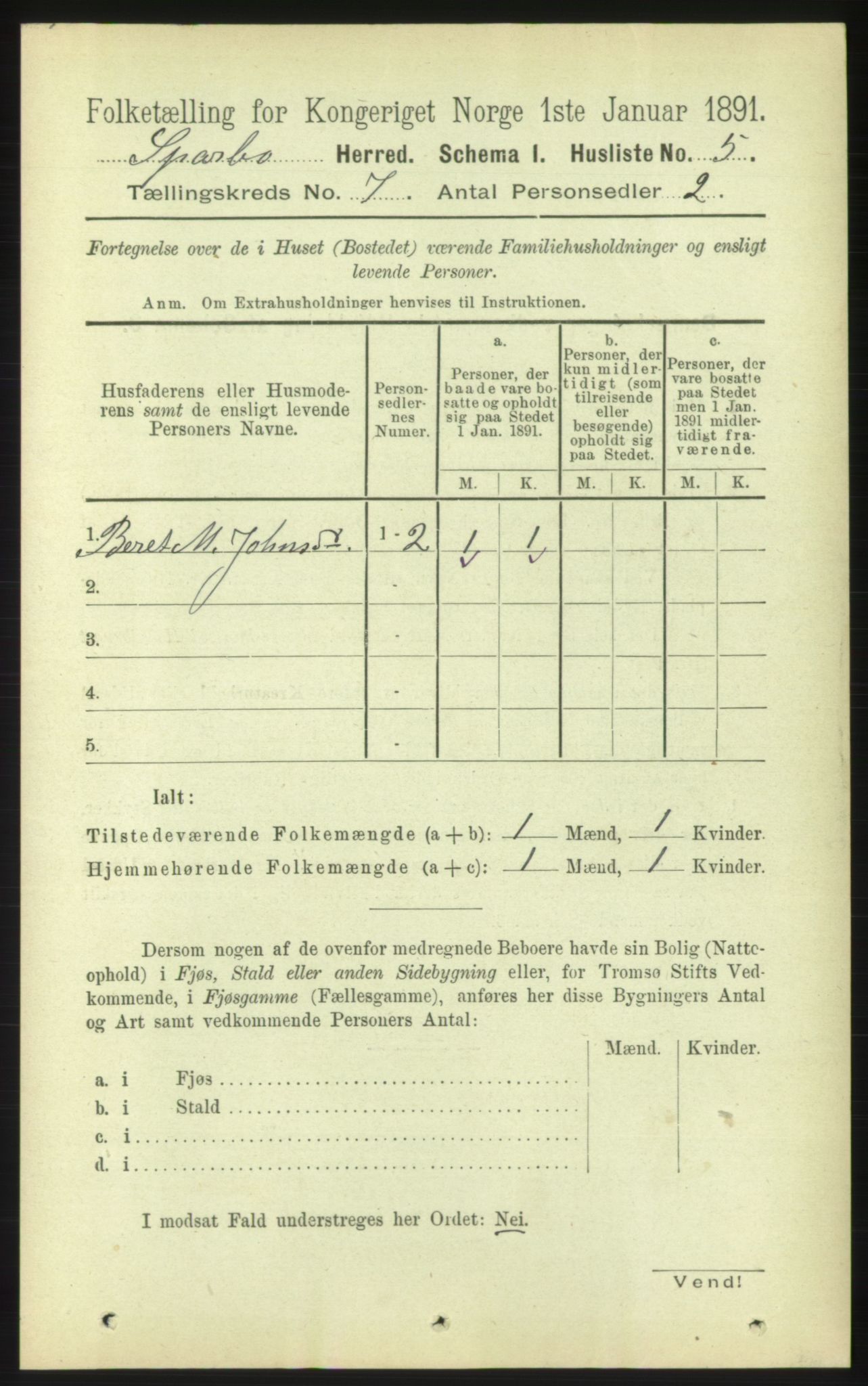 RA, Folketelling 1891 for 1731 Sparbu herred, 1891, s. 2340