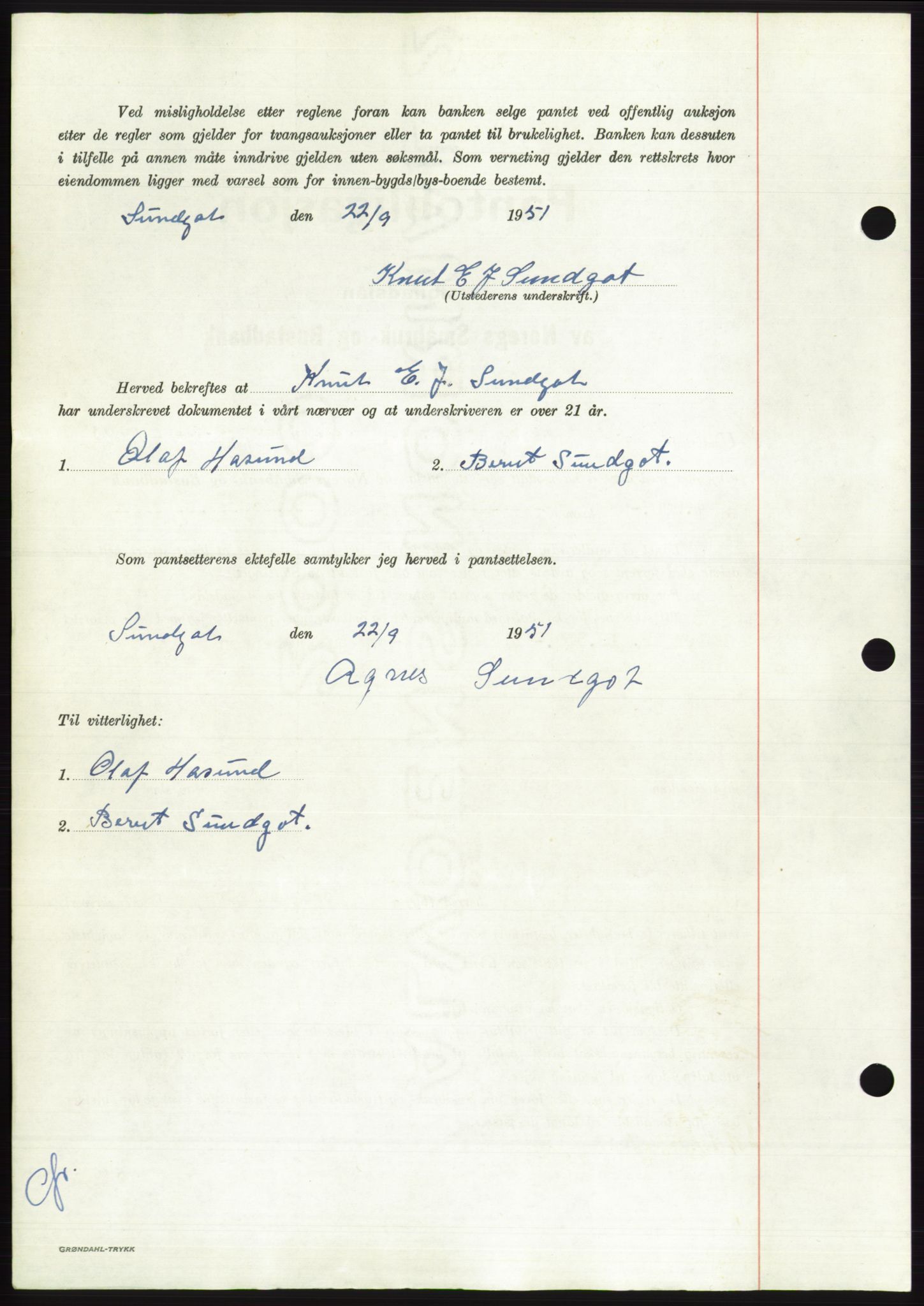 Søre Sunnmøre sorenskriveri, AV/SAT-A-4122/1/2/2C/L0120: Pantebok nr. 8B, 1951-1951, Dagboknr: 1740/1951