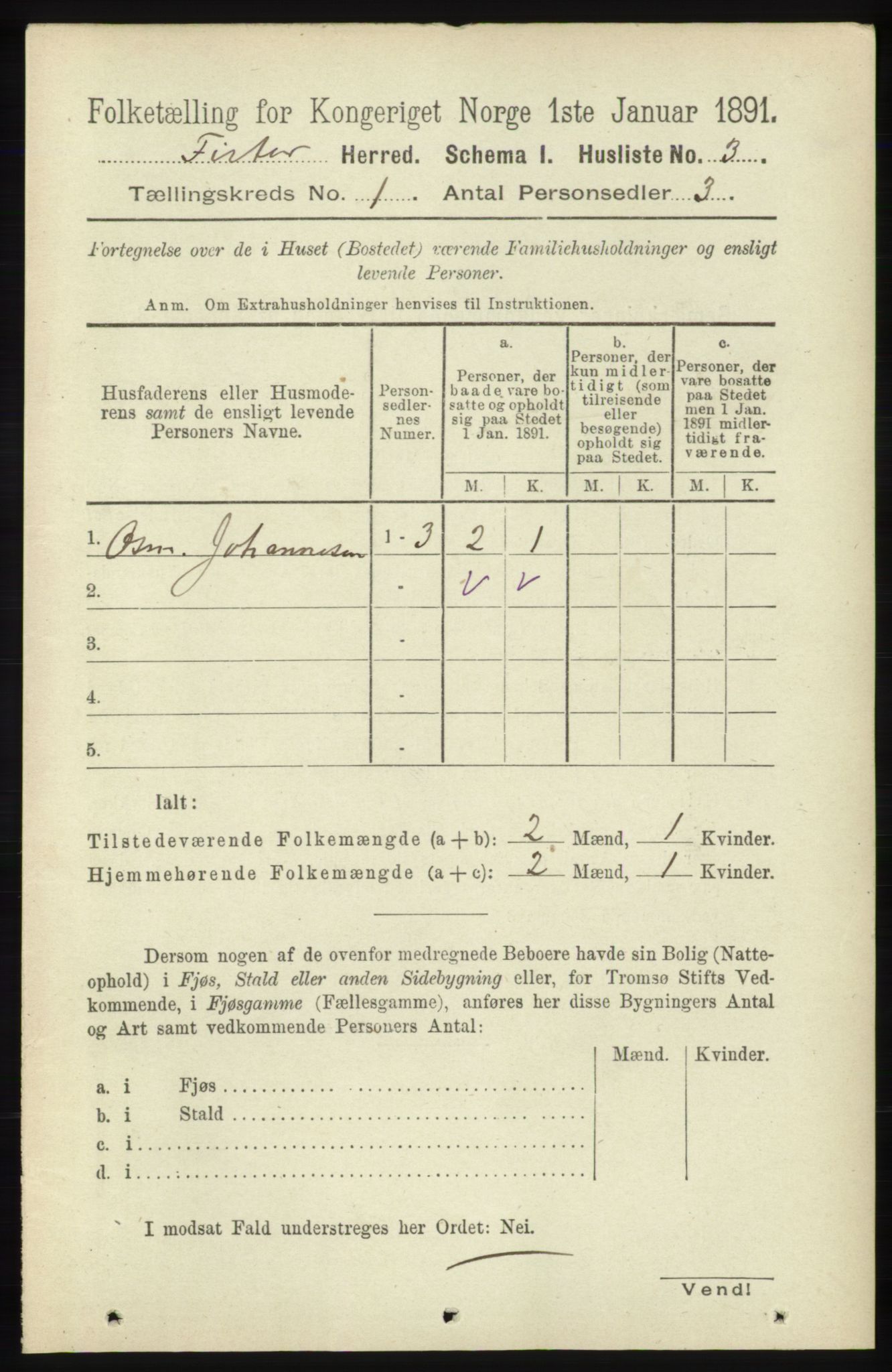 RA, Folketelling 1891 for 1132 Fister herred, 1891, s. 16