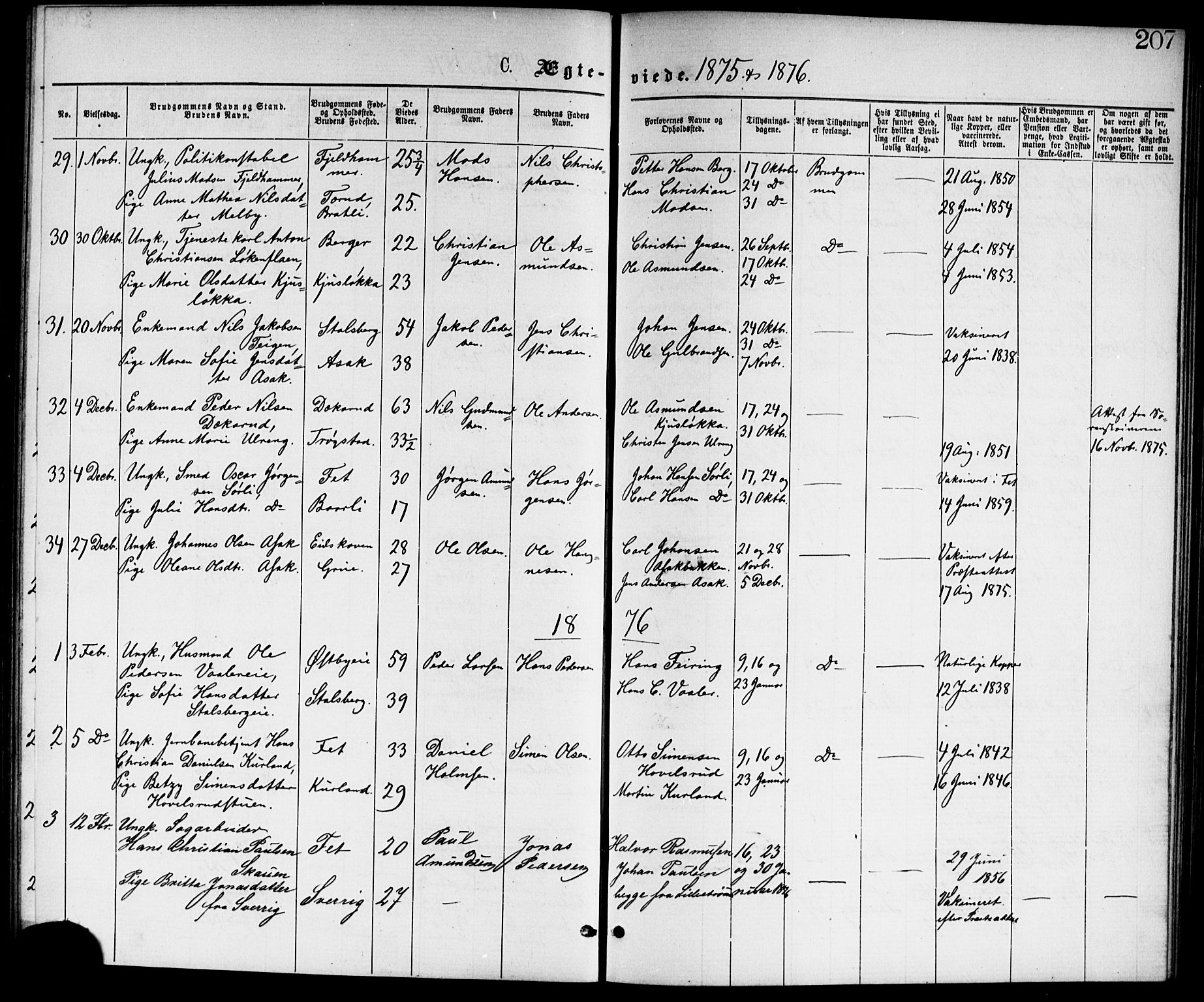 Skedsmo prestekontor Kirkebøker, AV/SAO-A-10033a/G/Ga/L0003: Klokkerbok nr. I 3, 1873-1882, s. 207