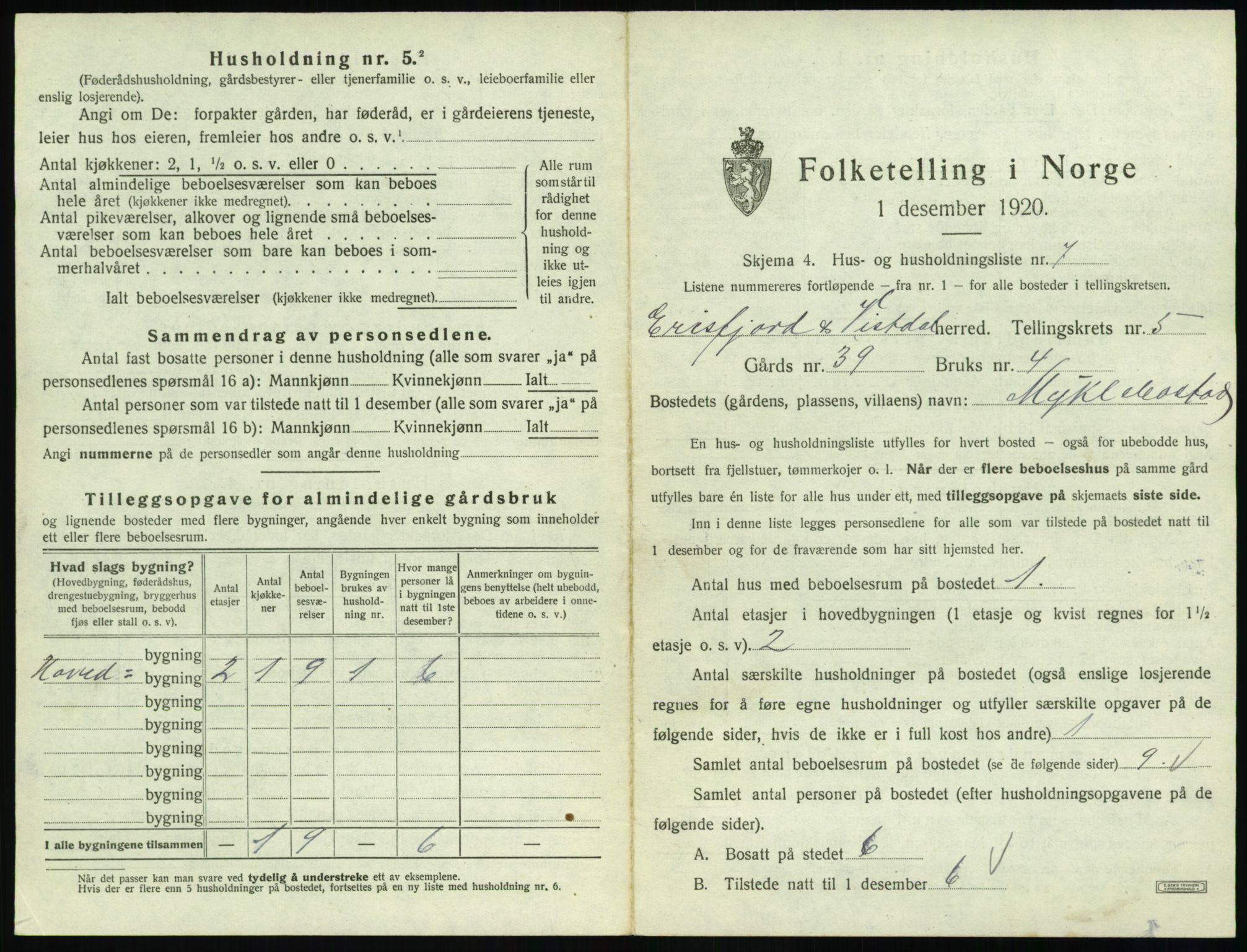 SAT, Folketelling 1920 for 1542 Eresfjord og Vistdal herred, 1920, s. 413