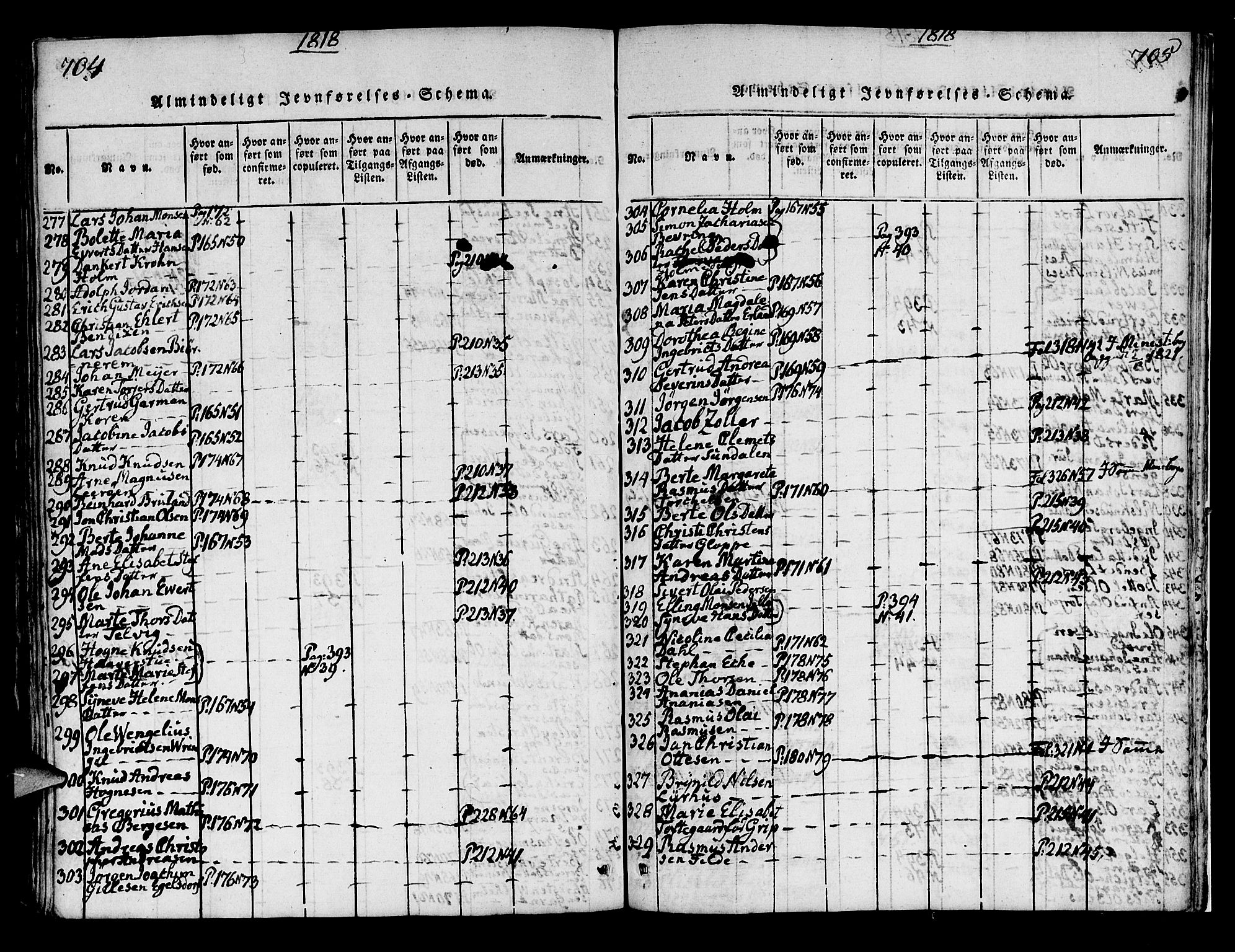 Korskirken sokneprestembete, AV/SAB-A-76101/H/Hab: Klokkerbok nr. A 1b, 1815-1821, s. 704-705