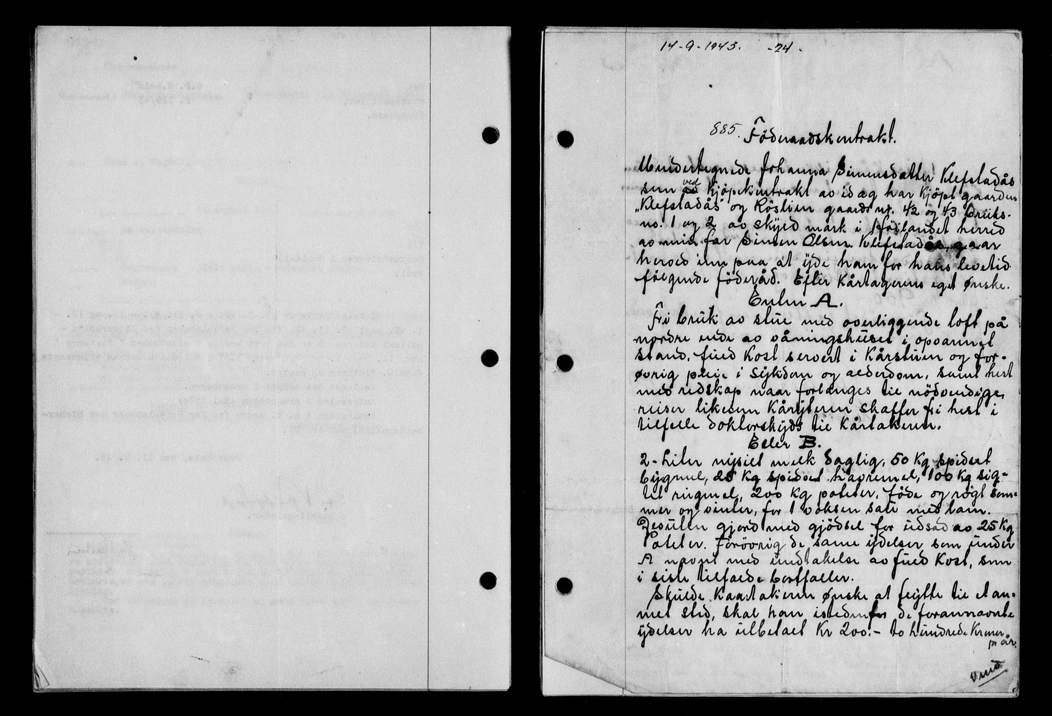 Gauldal sorenskriveri, SAT/A-0014/1/2/2C/L0057: Pantebok nr. 62, 1943-1944, Dagboknr: 885/1943