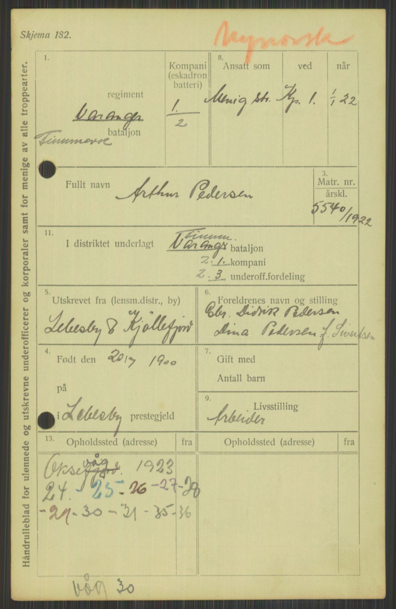 Forsvaret, Varanger bataljon, AV/RA-RAFA-2258/1/D/L0440: Rulleblad for fødte 1892-1912, 1892-1912, s. 537