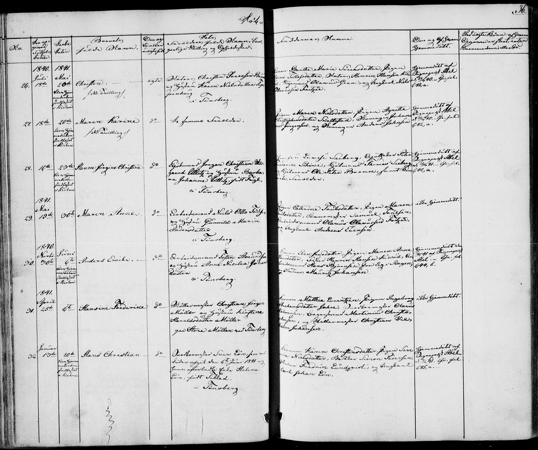 Tønsberg kirkebøker, AV/SAKO-A-330/F/Fa/L0006: Ministerialbok nr. I 6, 1836-1844, s. 36