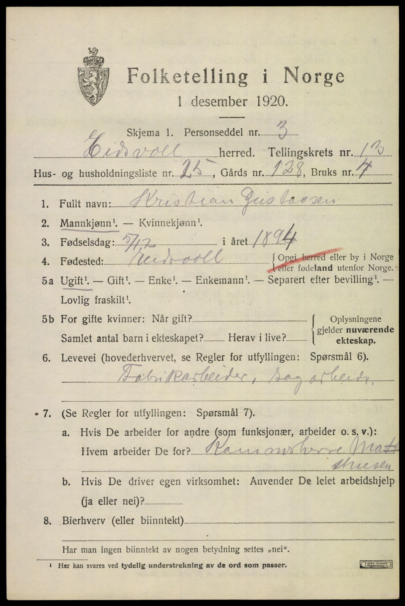 SAO, Folketelling 1920 for 0237 Eidsvoll herred, 1920, s. 20249