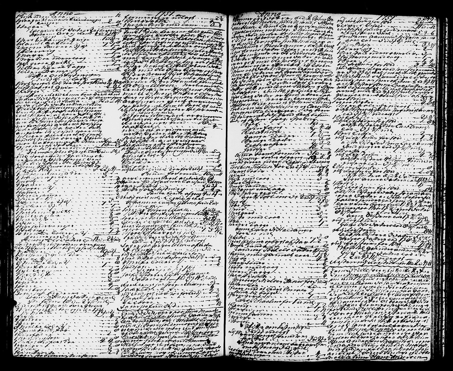 Hardanger og Voss sorenskriveri, SAB/A-2501/4/4A/4Ac/L0006: Skifterettsprotokoll for sorenskriveriet, 1748-1757, s. 248b-249a