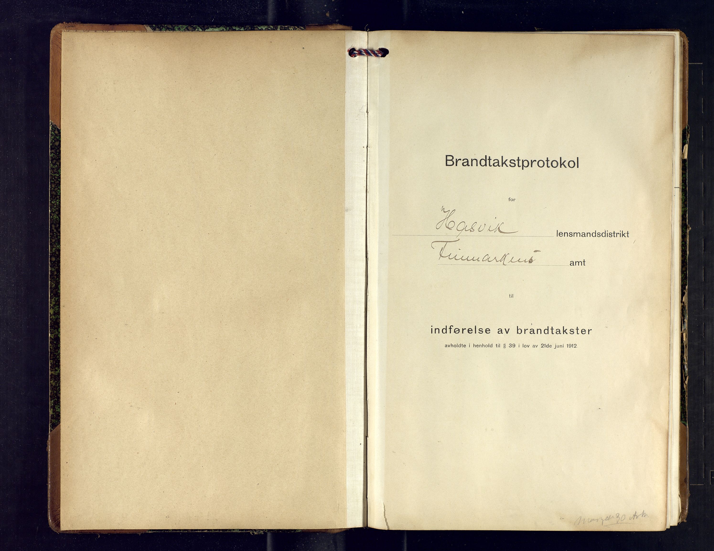 Hasvik lensmannskontor, SATØ/SATO-164/Fob/L0007: Branntakstprotokoll, 1917-1920