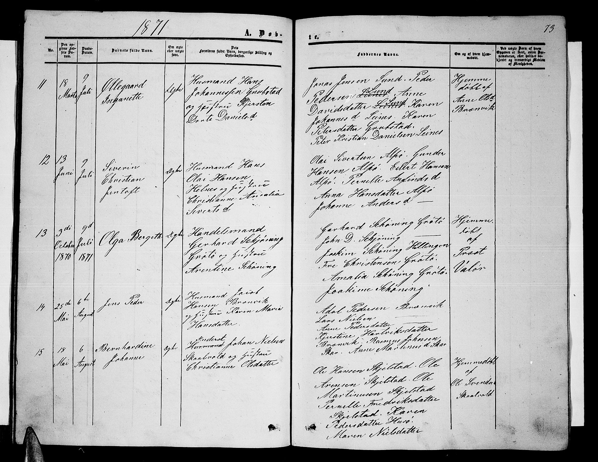 Ministerialprotokoller, klokkerbøker og fødselsregistre - Nordland, AV/SAT-A-1459/857/L0827: Klokkerbok nr. 857C02, 1852-1879, s. 73