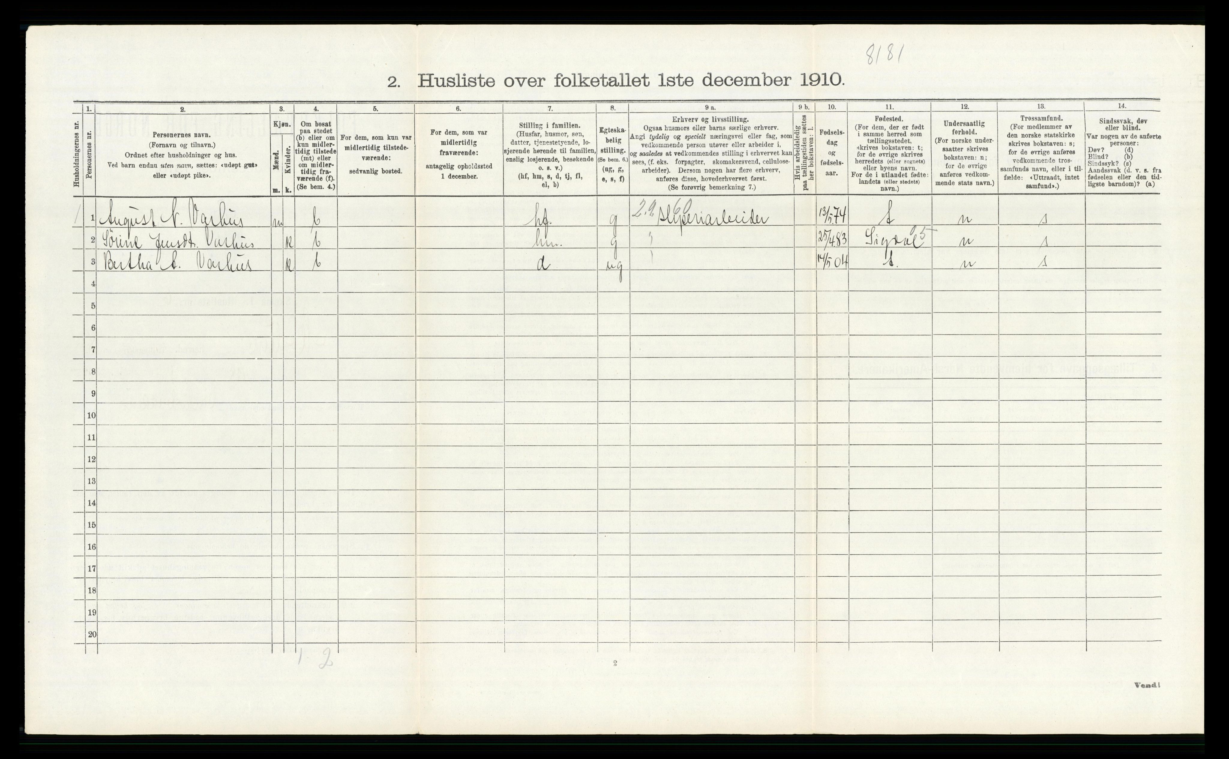 RA, Folketelling 1910 for 0623 Modum herred, 1910, s. 3035