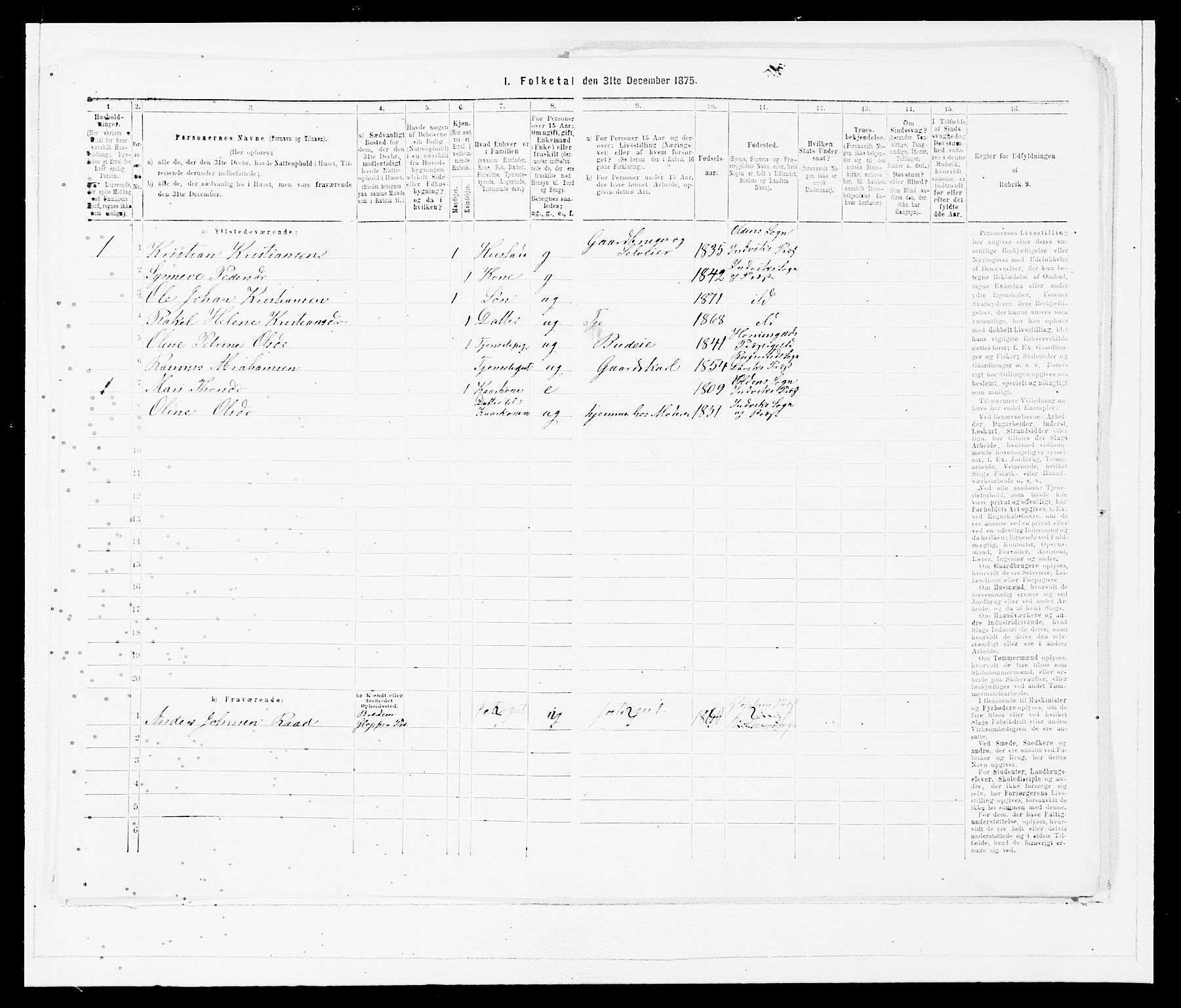 SAB, Folketelling 1875 for 1447P Innvik prestegjeld, 1875, s. 26