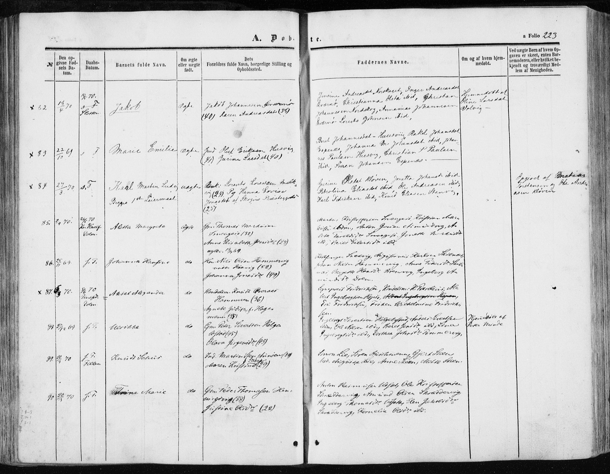 Ministerialprotokoller, klokkerbøker og fødselsregistre - Sør-Trøndelag, SAT/A-1456/634/L0531: Ministerialbok nr. 634A07, 1861-1870, s. 223