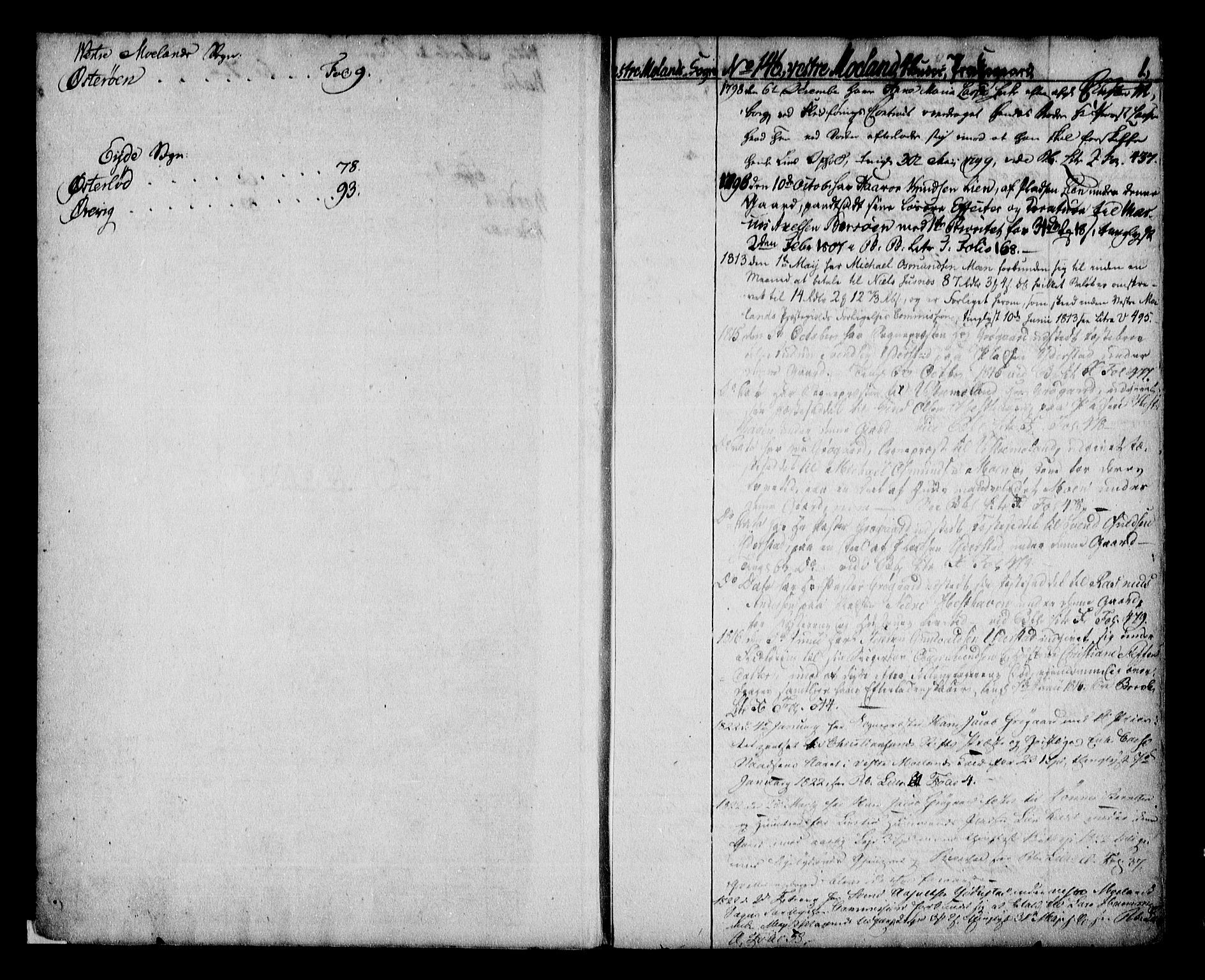 Nedenes sorenskriveri før 1824, AV/SAK-1221-0007/G/Ga/L0015: Panteregister nr. 15, 1795-1827, s. 1