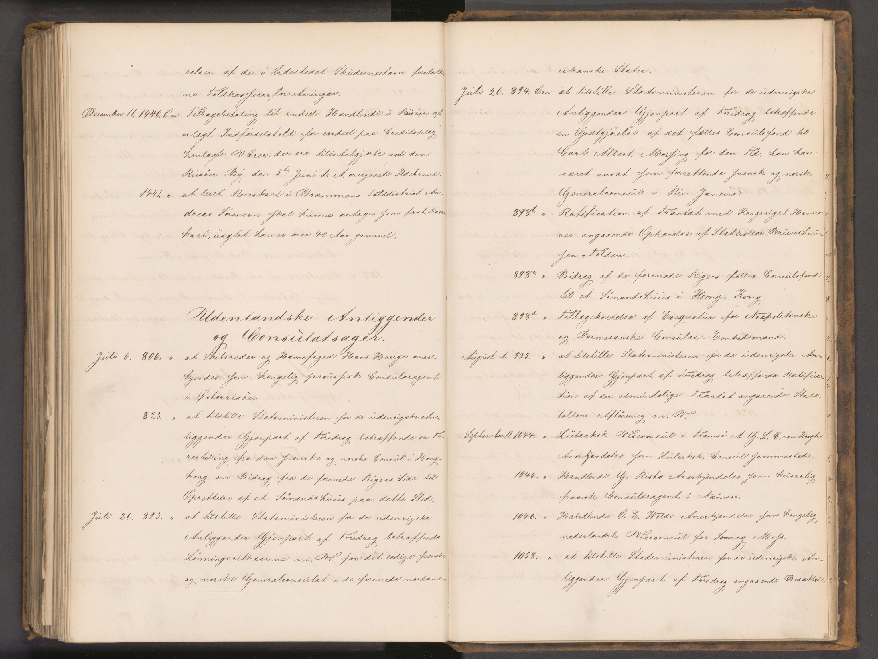 Statsrådssekretariatet, AV/RA-S-1001/A/Ab/L0095: Kgl. res. nr. 777-1458, 2. halvår, 1861