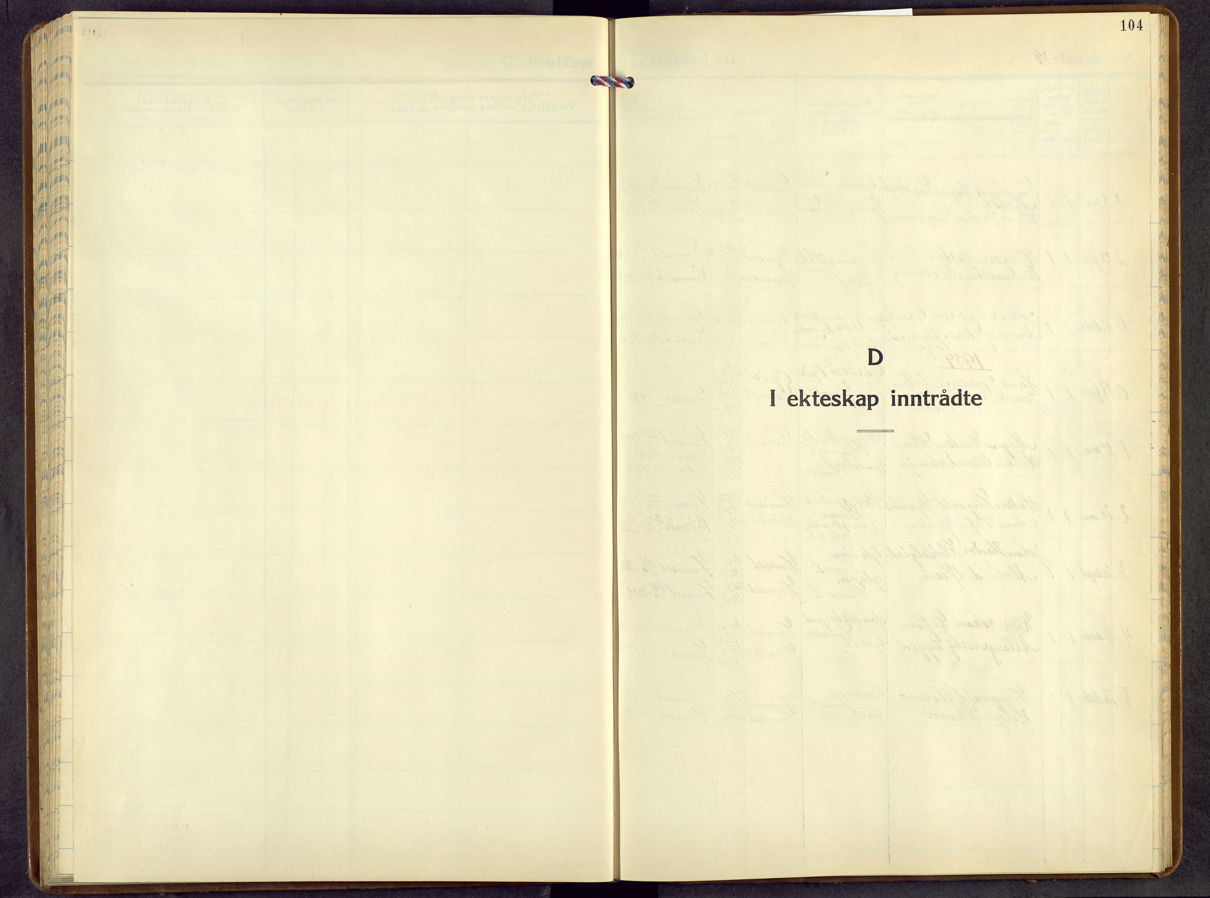 Kvikne prestekontor, SAH/PREST-064/H/Ha/Hab/L0007: Klokkerbok nr. 7, 1938-1965, s. 104