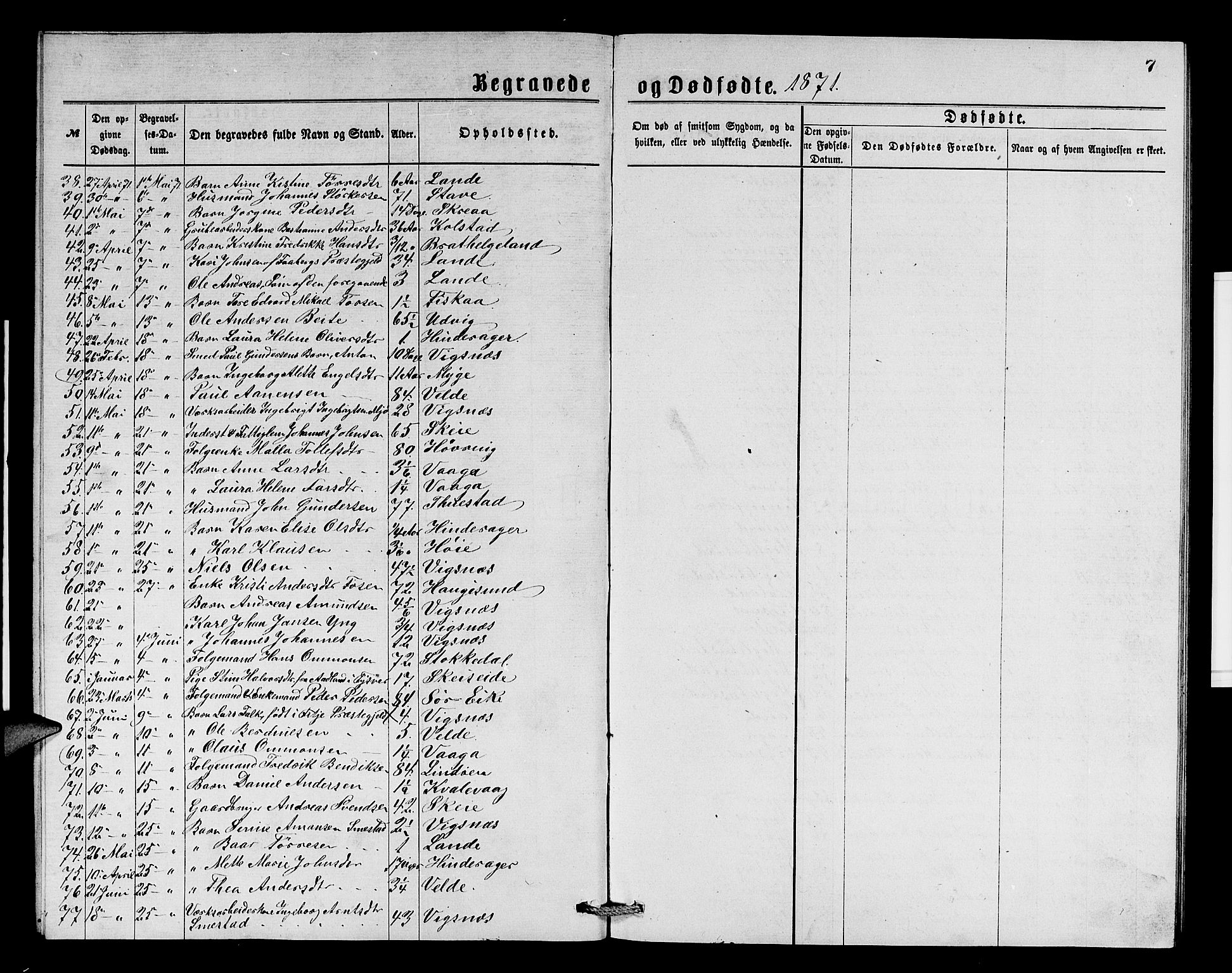 Avaldsnes sokneprestkontor, AV/SAST-A -101851/H/Ha/Hab/L0006: Klokkerbok nr. B 6, 1871-1882, s. 7