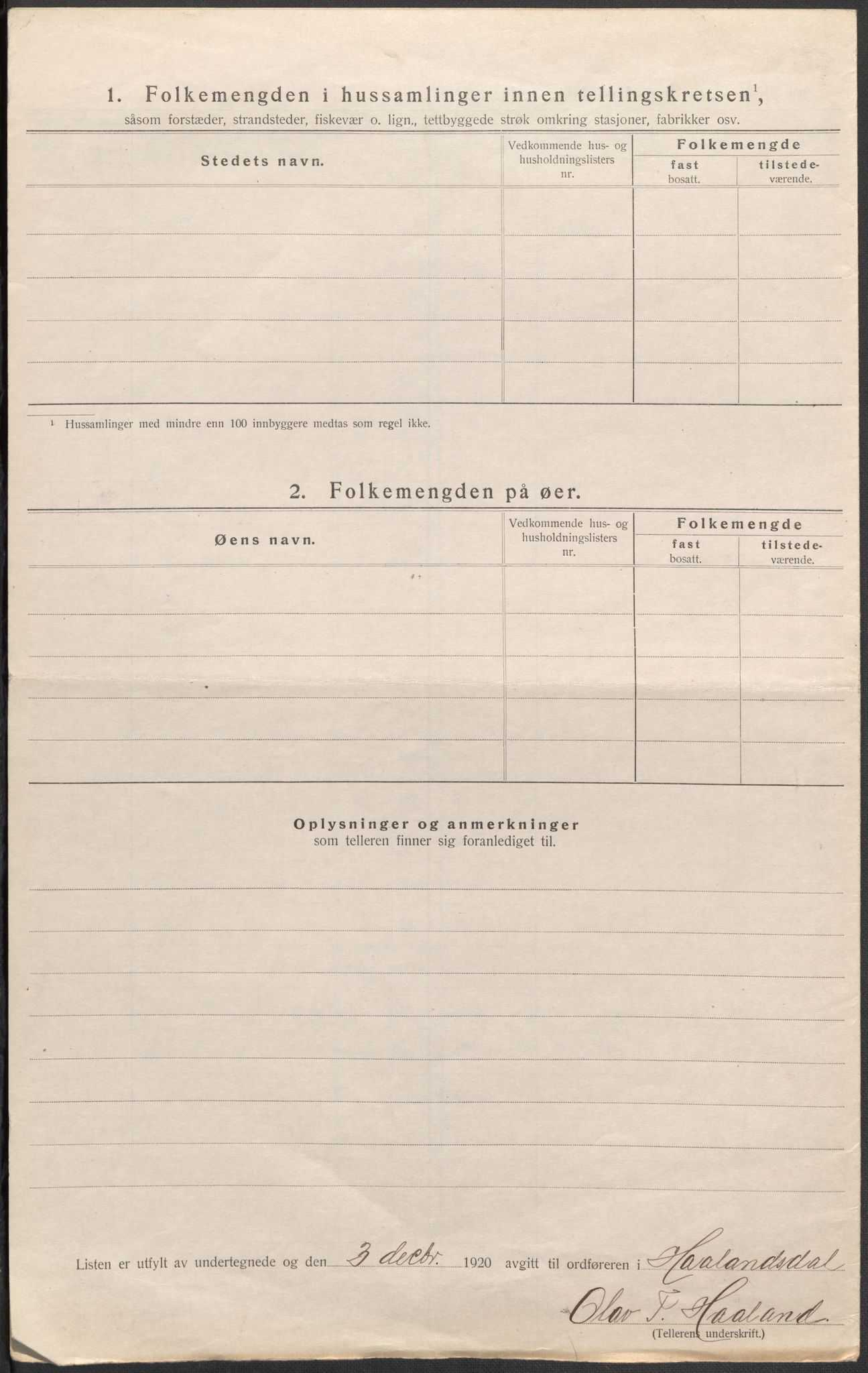 SAB, Folketelling 1920 for 1239 Hålandsdal herred, 1920, s. 10