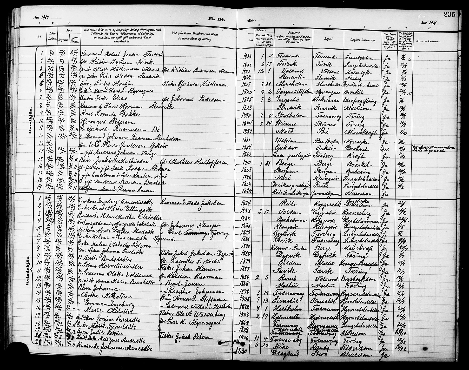 Ministerialprotokoller, klokkerbøker og fødselsregistre - Møre og Romsdal, AV/SAT-A-1454/507/L0082: Klokkerbok nr. 507C05, 1896-1914, s. 235