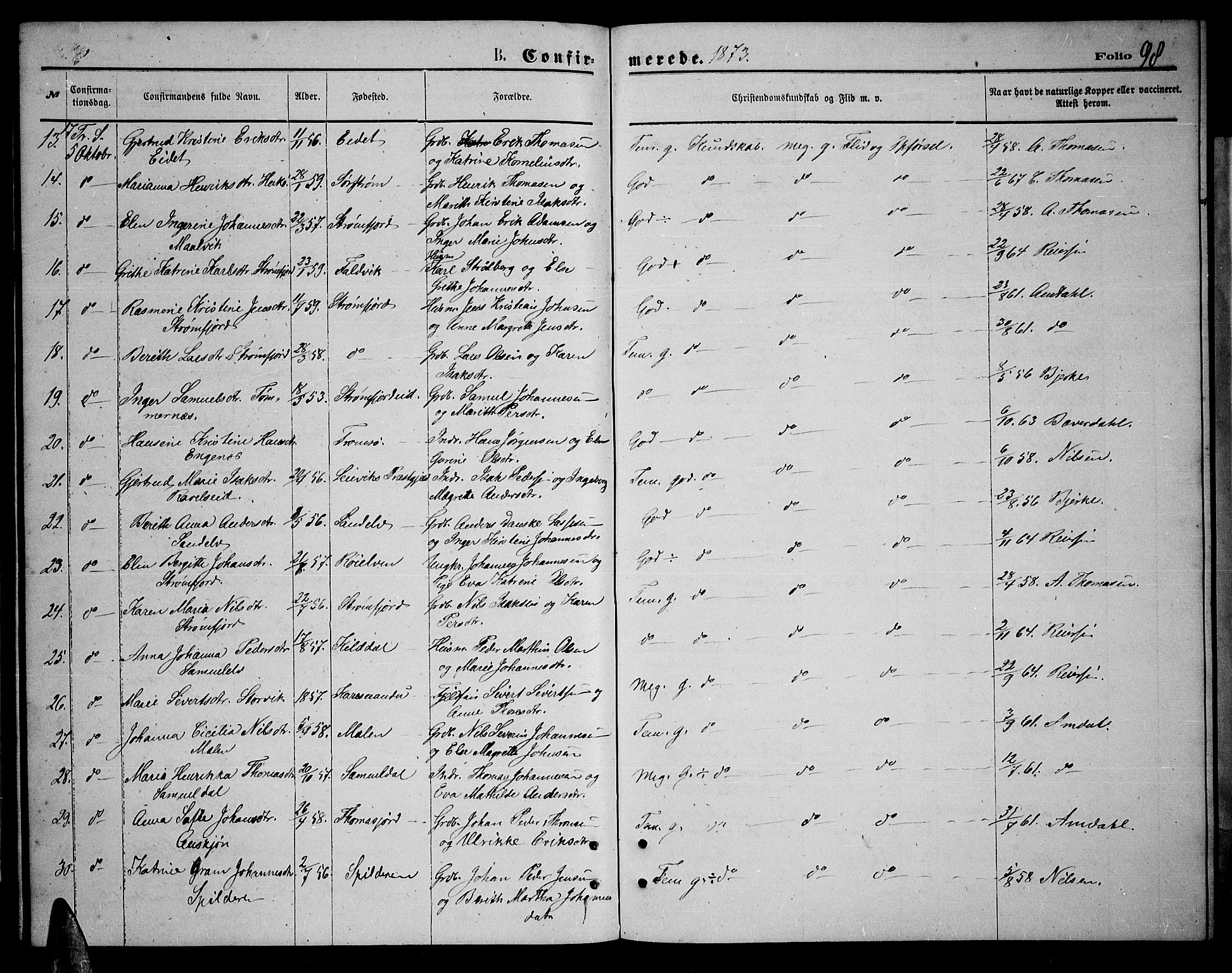 Skjervøy sokneprestkontor, AV/SATØ-S-1300/H/Ha/Hab/L0005klokker: Klokkerbok nr. 5, 1871-1877, s. 98