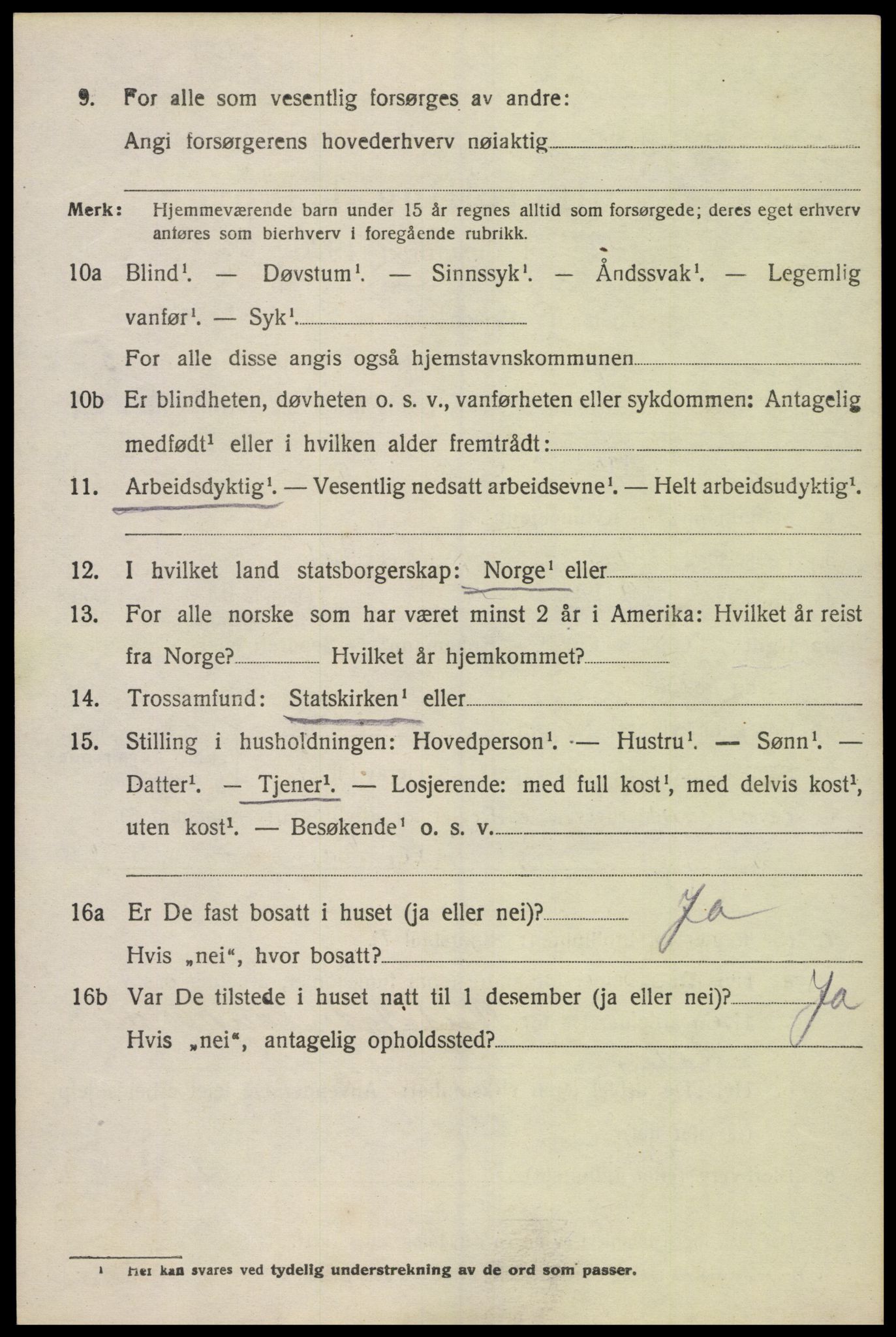 SAK, Folketelling 1920 for 1018 Søgne herred, 1920, s. 2198