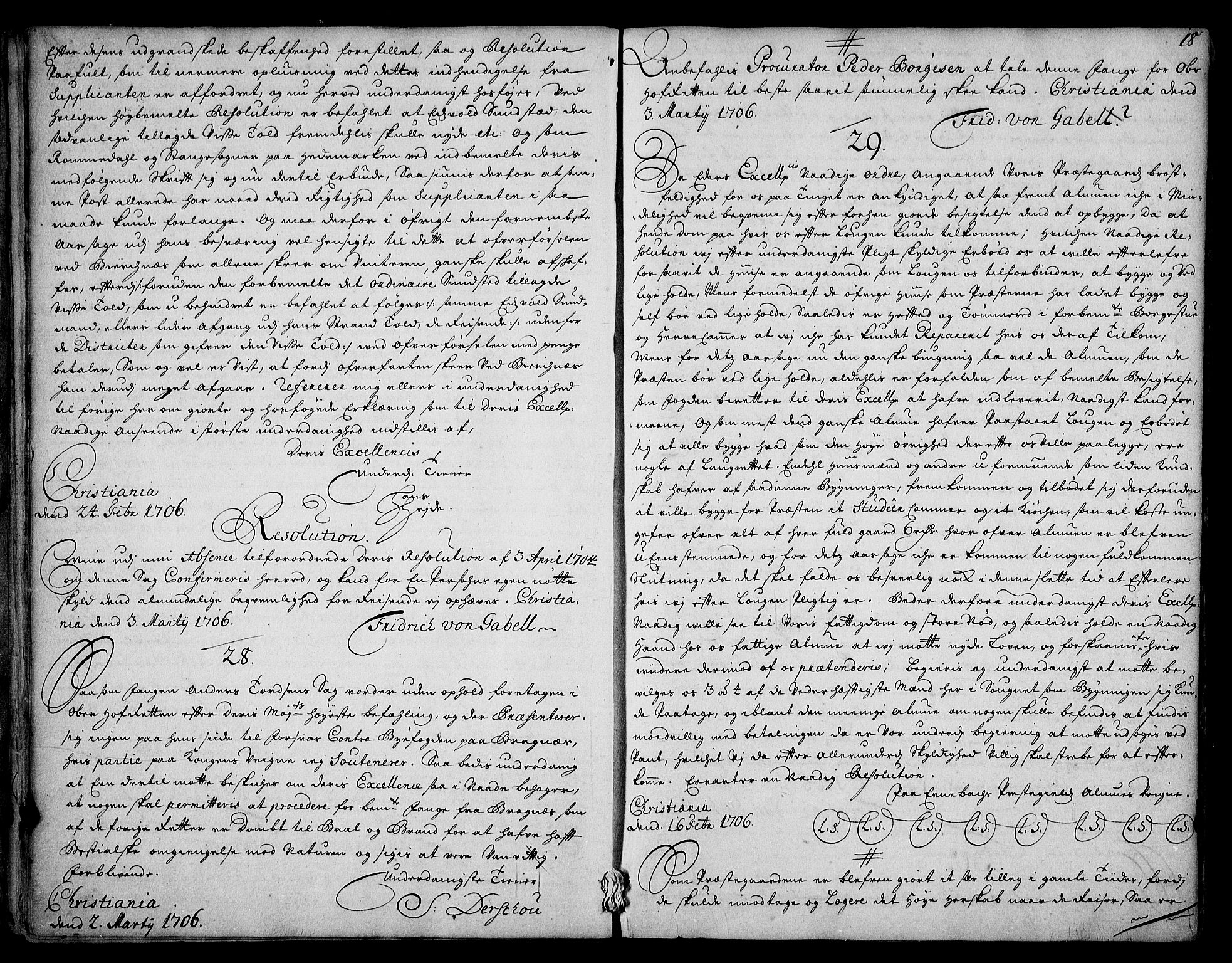 Stattholderembetet 1572-1771, AV/RA-EA-2870/Ad/L0007: Supplikasjons- og resolusjonsprotokoll, 1706-1712, s. 17b-18a