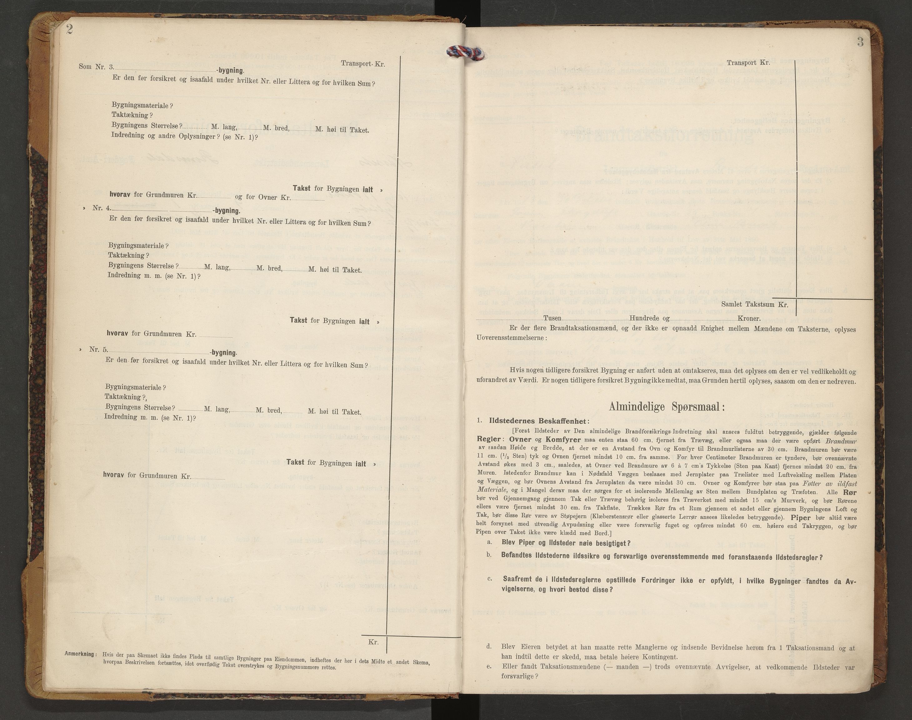 Norges Brannkasse Nesset, AV/SAT-A-5501/F/Fb/L0002: Branntakstprotokoll, 1910-1919, s. 2-3