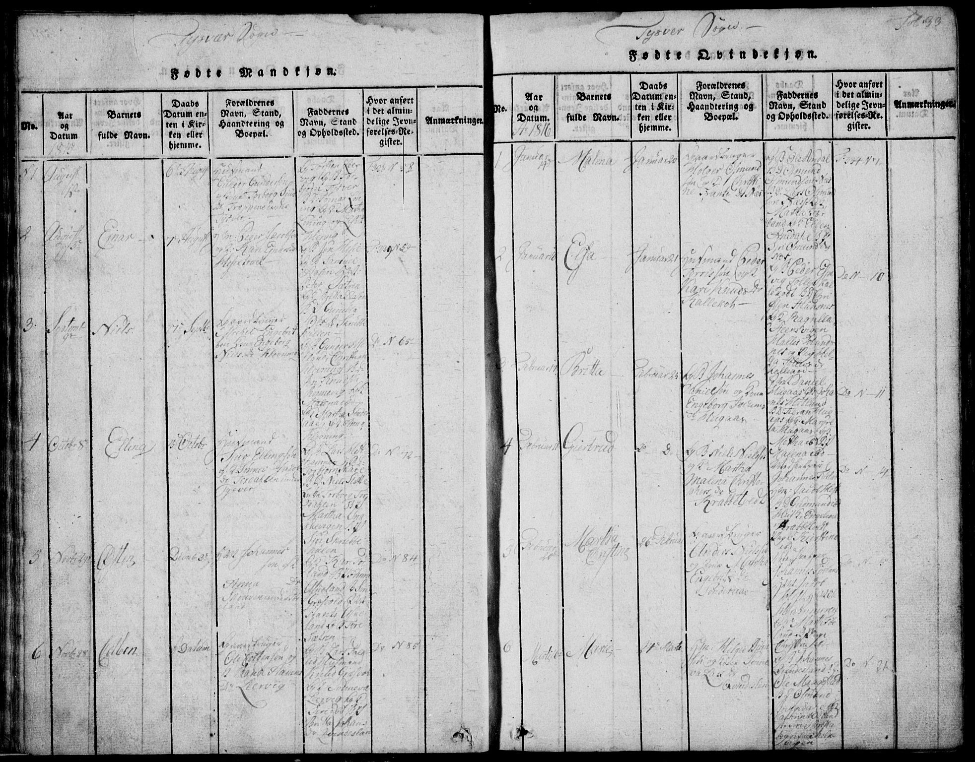 Skjold sokneprestkontor, SAST/A-101847/H/Ha/Hab/L0002: Klokkerbok nr. B 2 /1, 1815-1830, s. 33