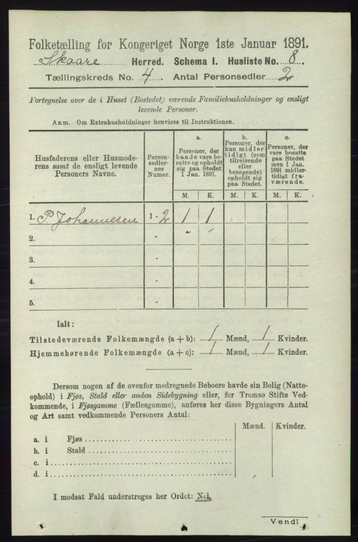 RA, Folketelling 1891 for 1153 Skåre herred, 1891, s. 1693