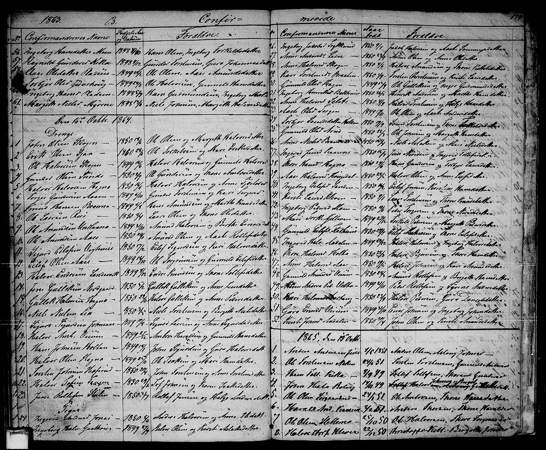 Sauherad kirkebøker, AV/SAKO-A-298/G/Ga/L0002: Klokkerbok nr. I 2, 1842-1866, s. 174