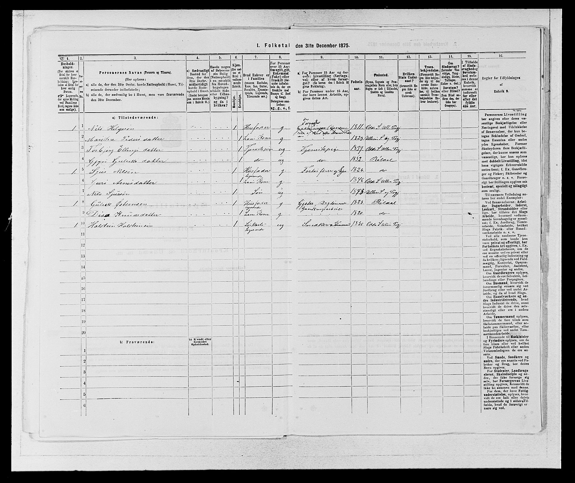 SAB, Folketelling 1875 for 1230P Ullensvang prestegjeld, 1875, s. 1848