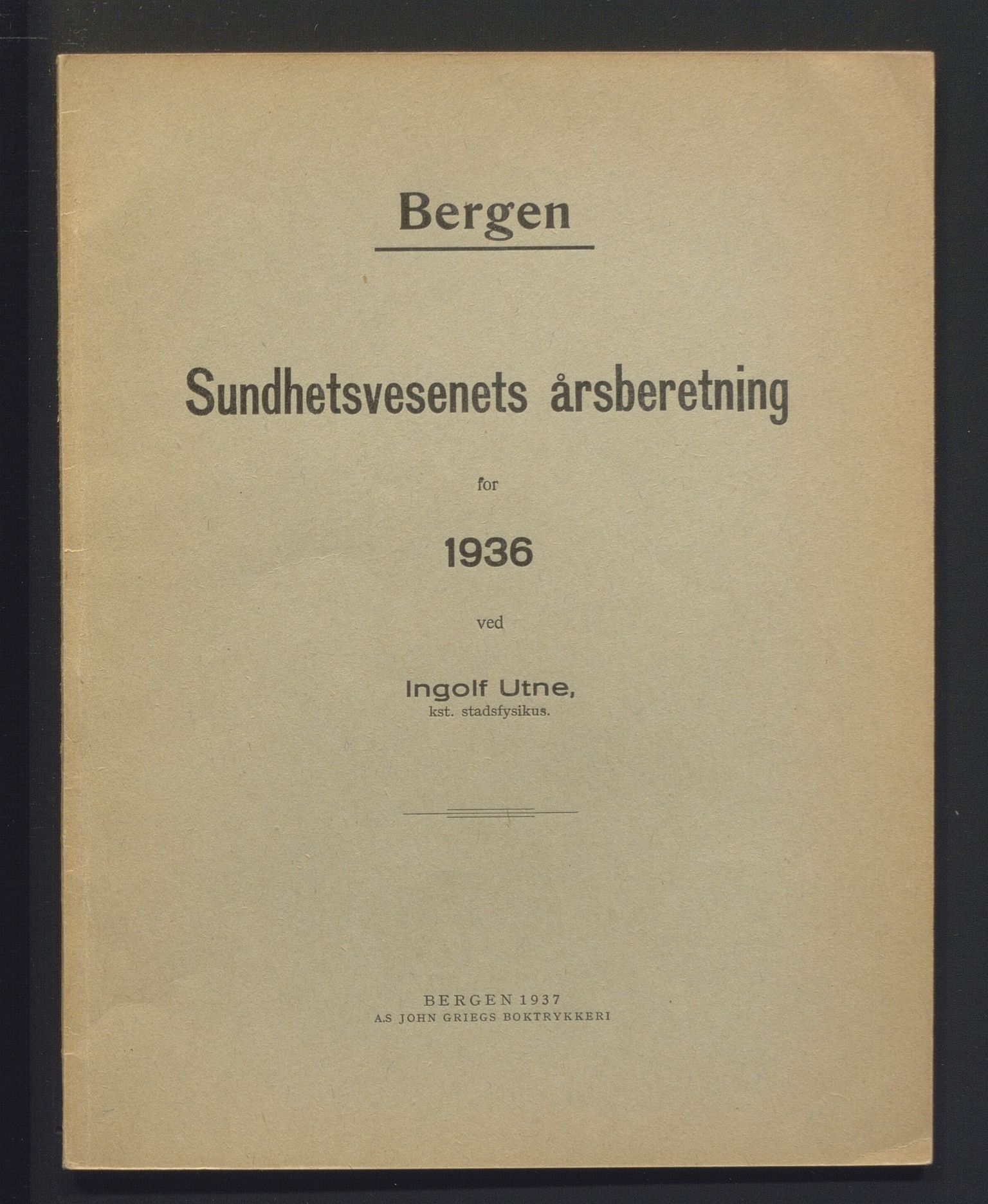 Bergen kommune, Sunnhetsvesen (Bergen helseråd), BBA/A-2617/X/Xa/L0029: Årsmelding, 1936