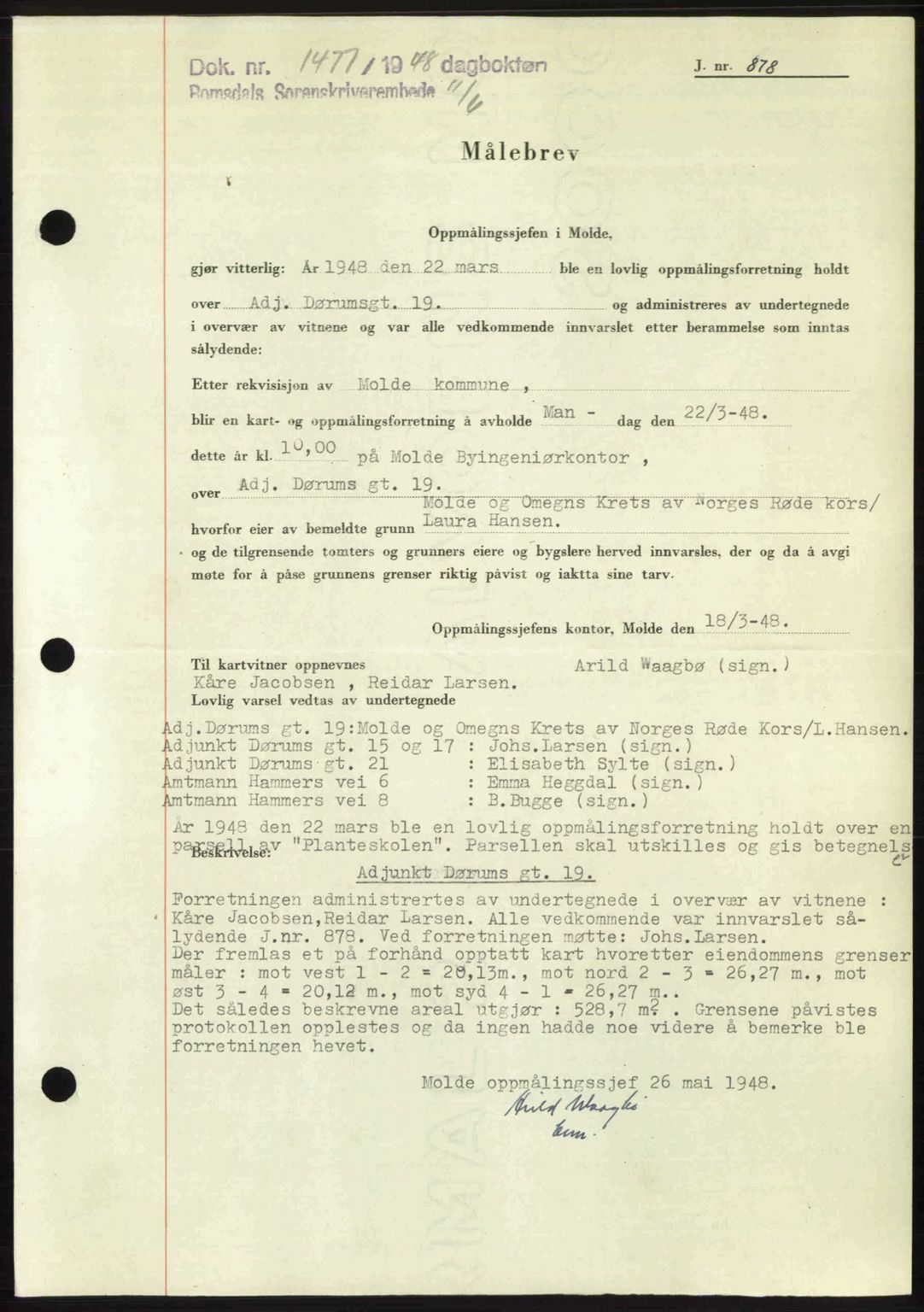 Romsdal sorenskriveri, SAT/A-4149/1/2/2C: Pantebok nr. A26, 1948-1948, Dagboknr: 1477/1948