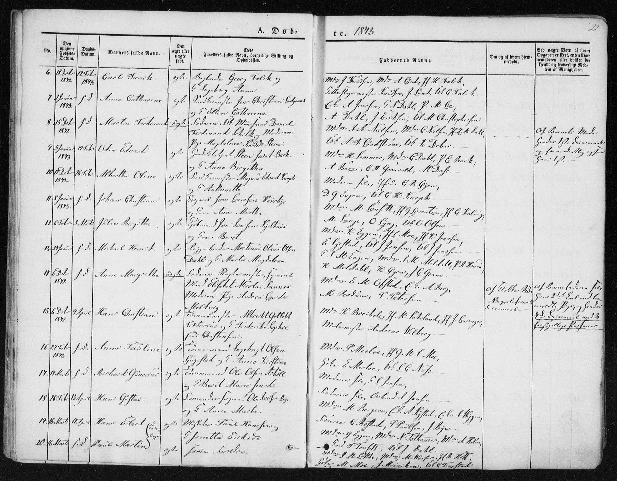 Ministerialprotokoller, klokkerbøker og fødselsregistre - Sør-Trøndelag, SAT/A-1456/602/L0110: Ministerialbok nr. 602A08, 1840-1854, s. 22
