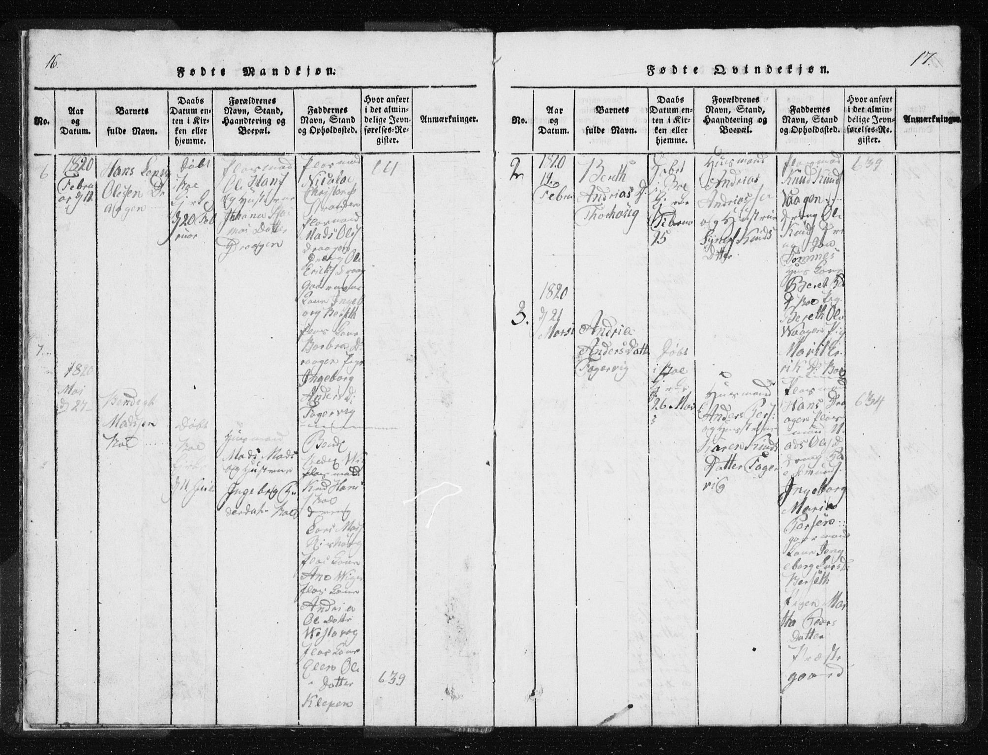 Ministerialprotokoller, klokkerbøker og fødselsregistre - Møre og Romsdal, AV/SAT-A-1454/566/L0772: Klokkerbok nr. 566C01, 1818-1845, s. 16-17