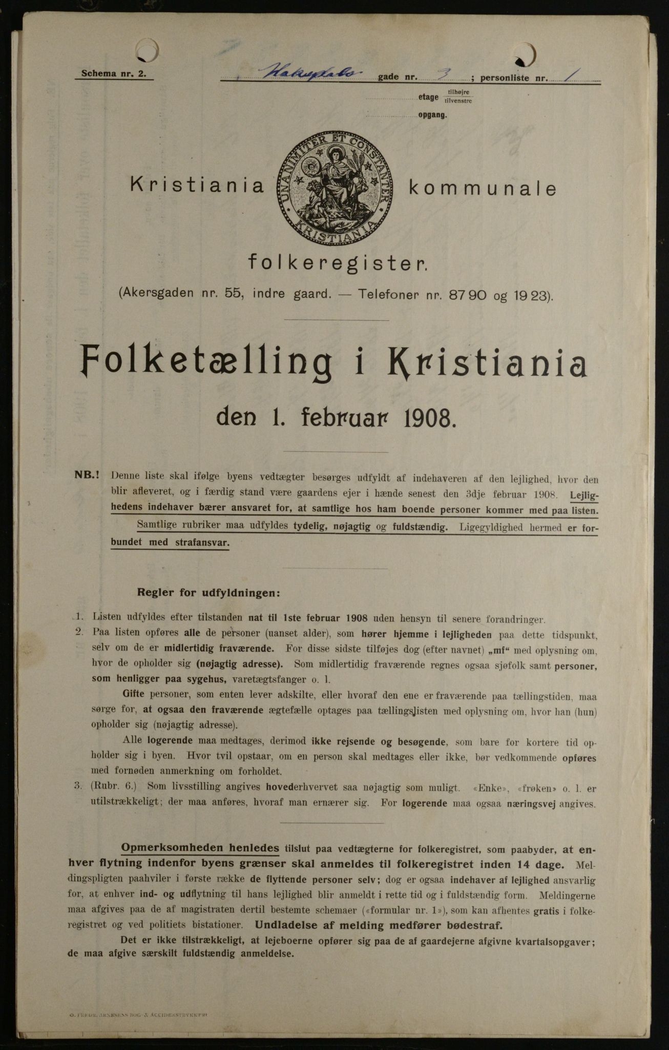 OBA, Kommunal folketelling 1.2.1908 for Kristiania kjøpstad, 1908, s. 30739