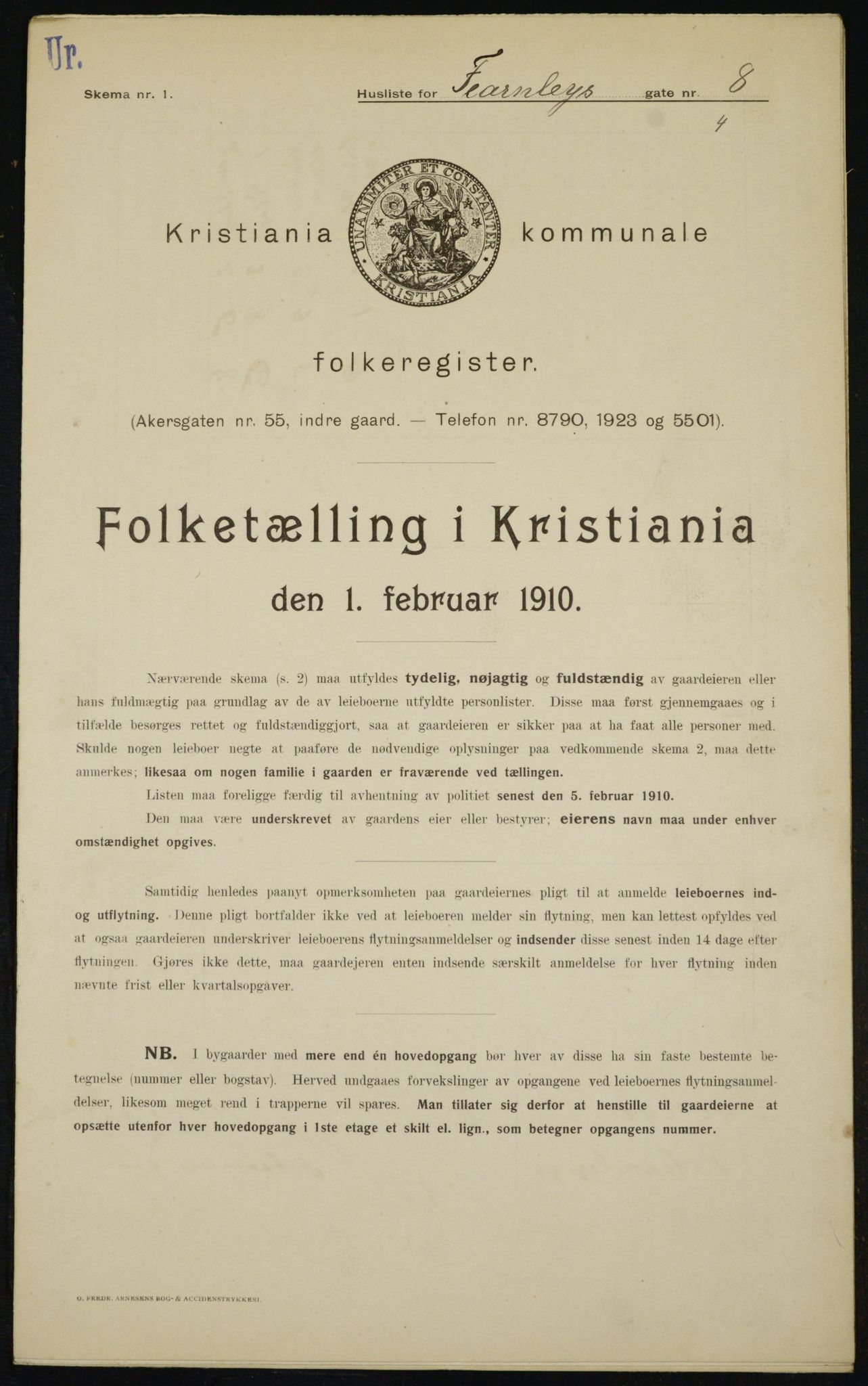 OBA, Kommunal folketelling 1.2.1910 for Kristiania, 1910, s. 22522