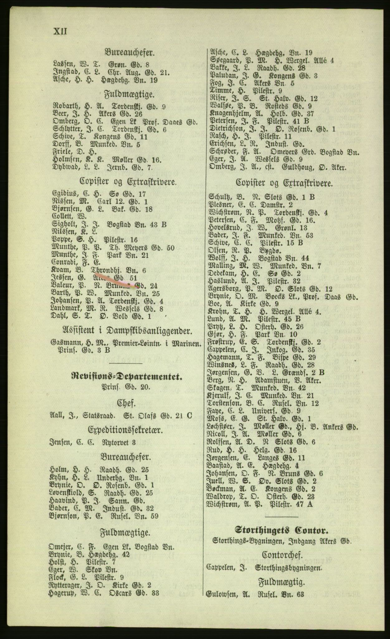 Kristiania/Oslo adressebok, PUBL/-, 1879, s. XII