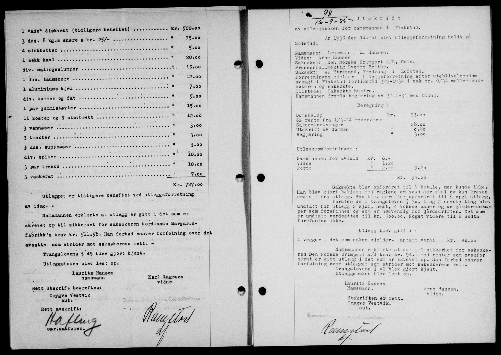 Lofoten sorenskriveri, SAT/A-0017/1/2/2C/L0032b: Pantebok nr. 32b, 1935-1935, Tingl.dato: 16.09.1935
