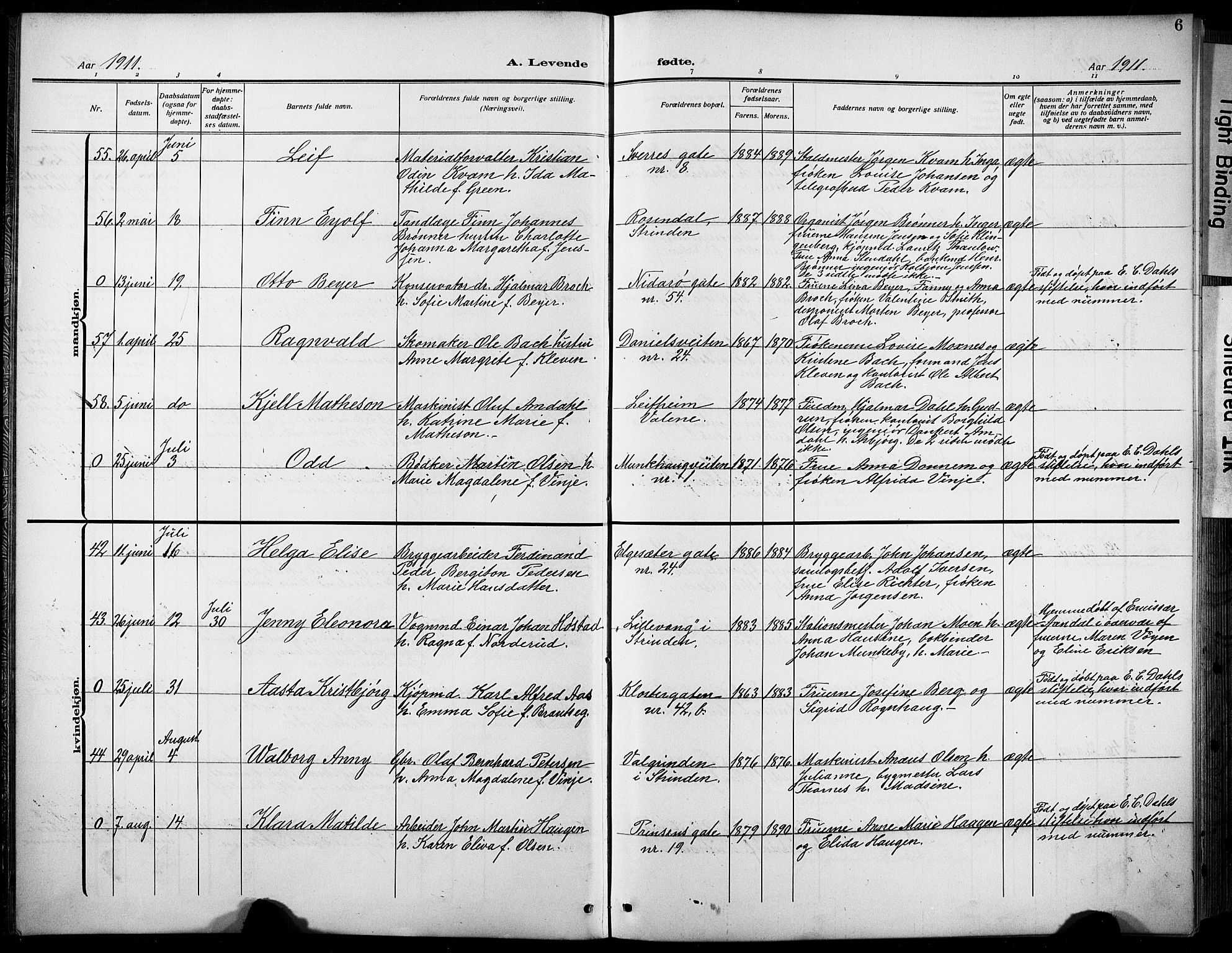 Ministerialprotokoller, klokkerbøker og fødselsregistre - Sør-Trøndelag, SAT/A-1456/601/L0096: Klokkerbok nr. 601C14, 1911-1931, s. 6