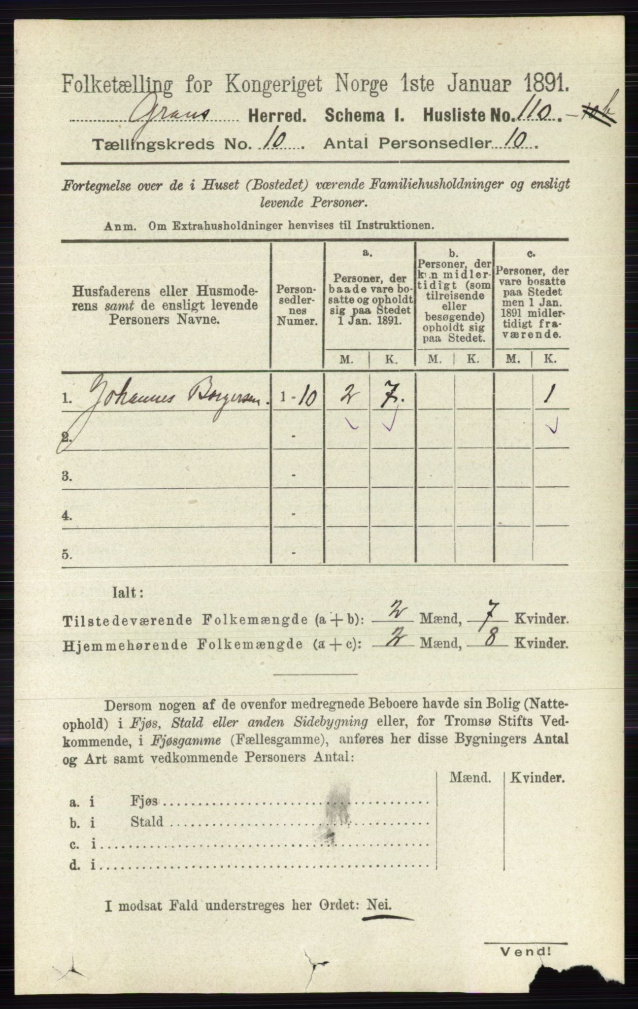 RA, Folketelling 1891 for 0534 Gran herred, 1891, s. 4679