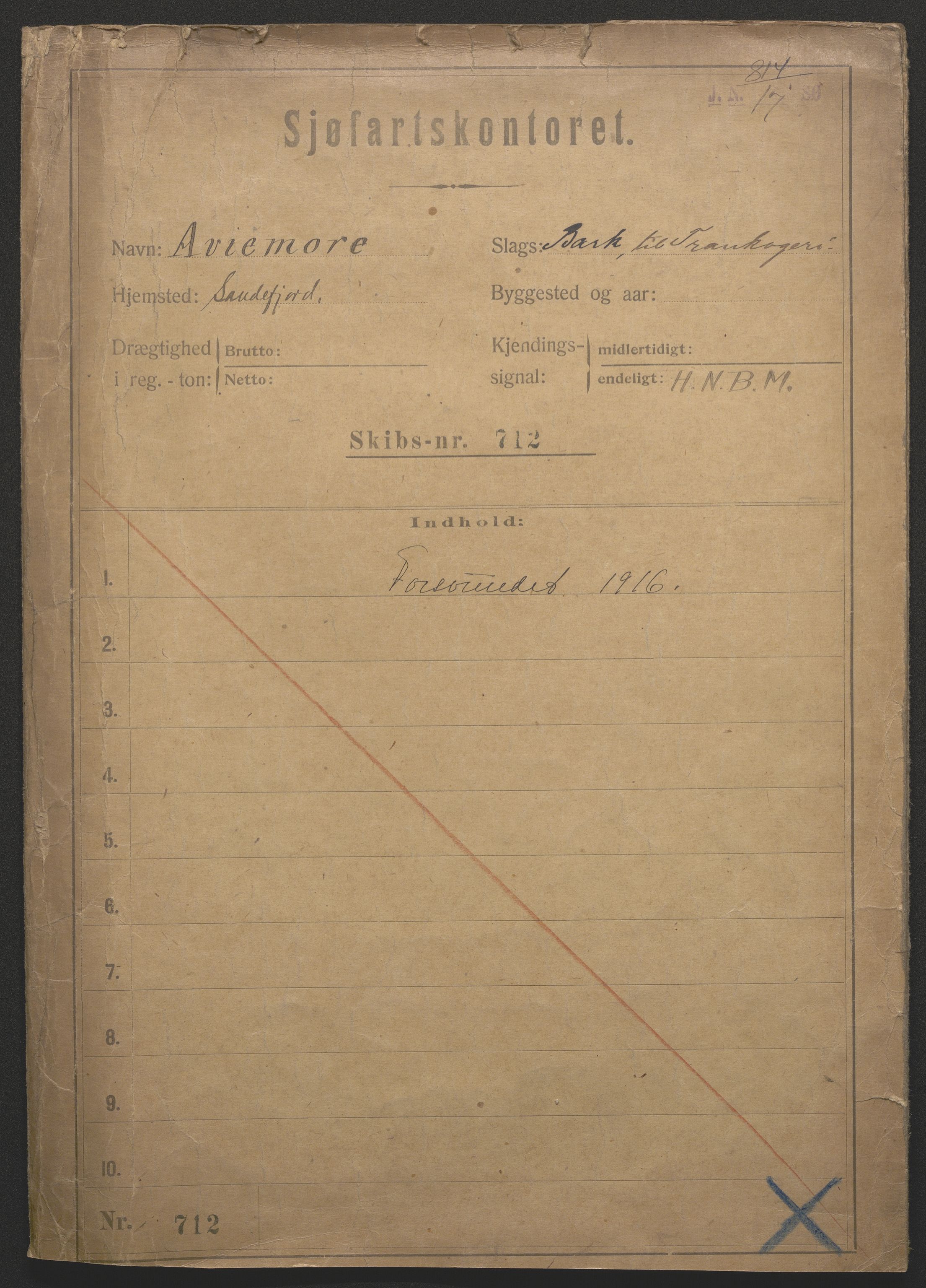 Sjøfartsdirektoratet med forløpere, skipsmapper slettede skip, RA/S-4998/F/Fa/L0087: --, 1870-1922, s. 1