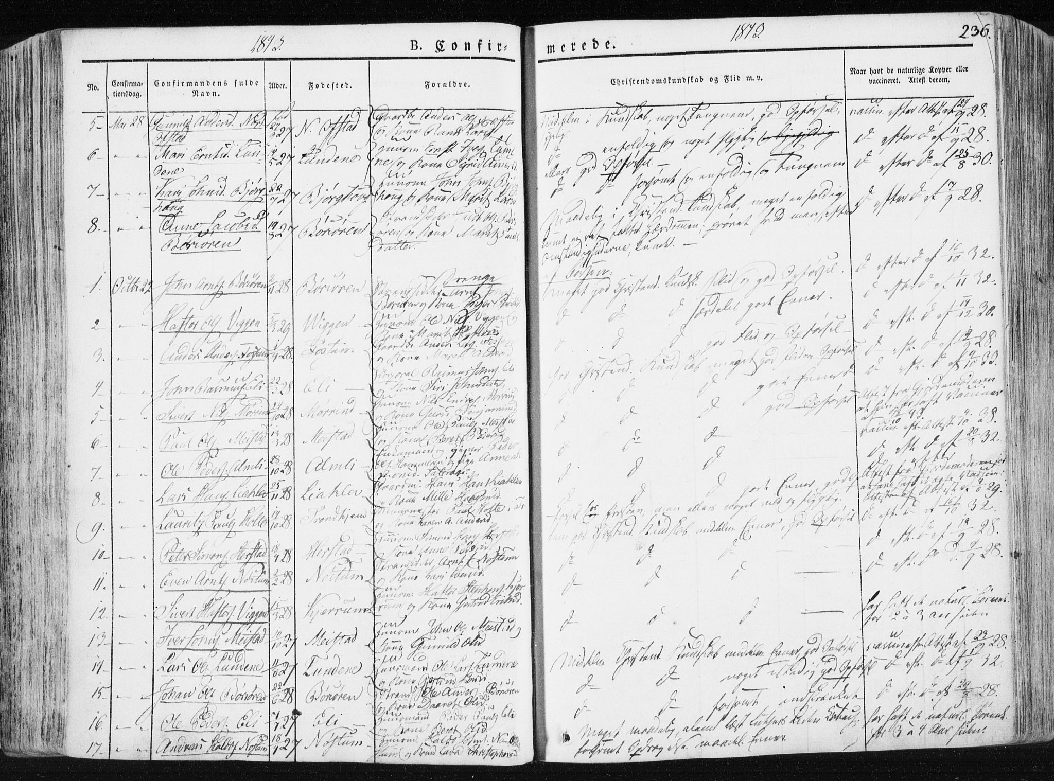 Ministerialprotokoller, klokkerbøker og fødselsregistre - Sør-Trøndelag, SAT/A-1456/665/L0771: Ministerialbok nr. 665A06, 1830-1856, s. 236