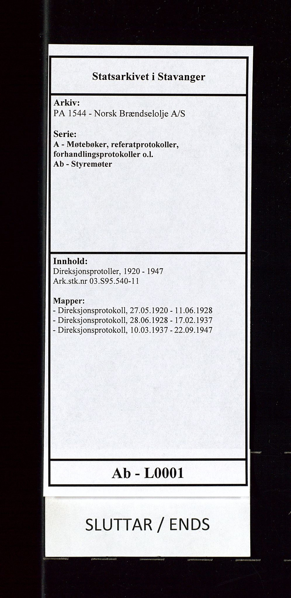 PA 1544 - Norsk Brændselolje A/S, SAST/A-101965/1/A/Ab/L0001/0002: Direksjonsprotoller / Direksjonsprotokoll, 1928-1937