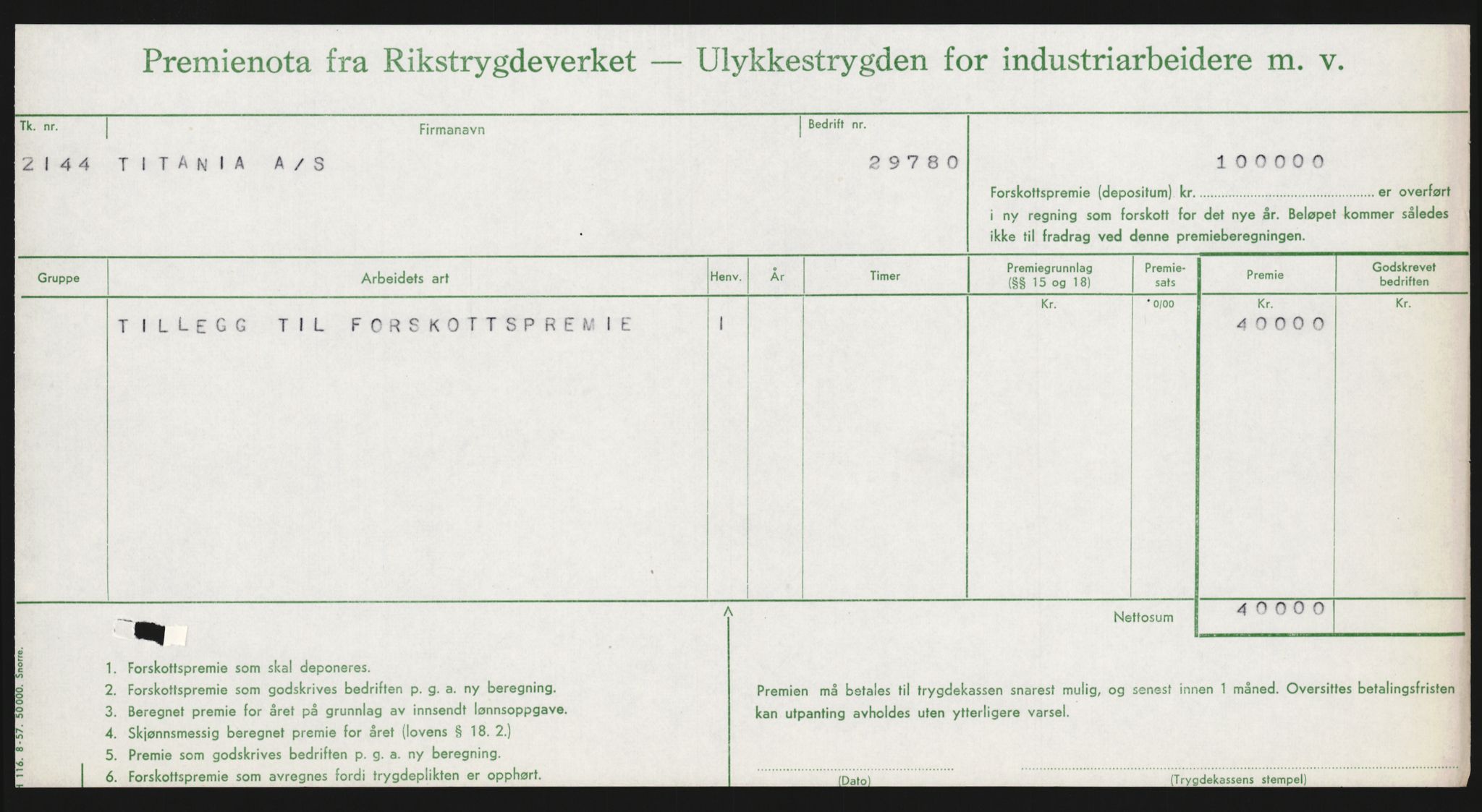 Rikstrygdeverket, Ulykkestrygdavdelingen, 1. ulykkestrygdkontor, AV/RA-S-4852/D/Dk/L1525/0001: -- / Sokndal: 29780 A/S Titania (Gruvedrift), 1917-1959