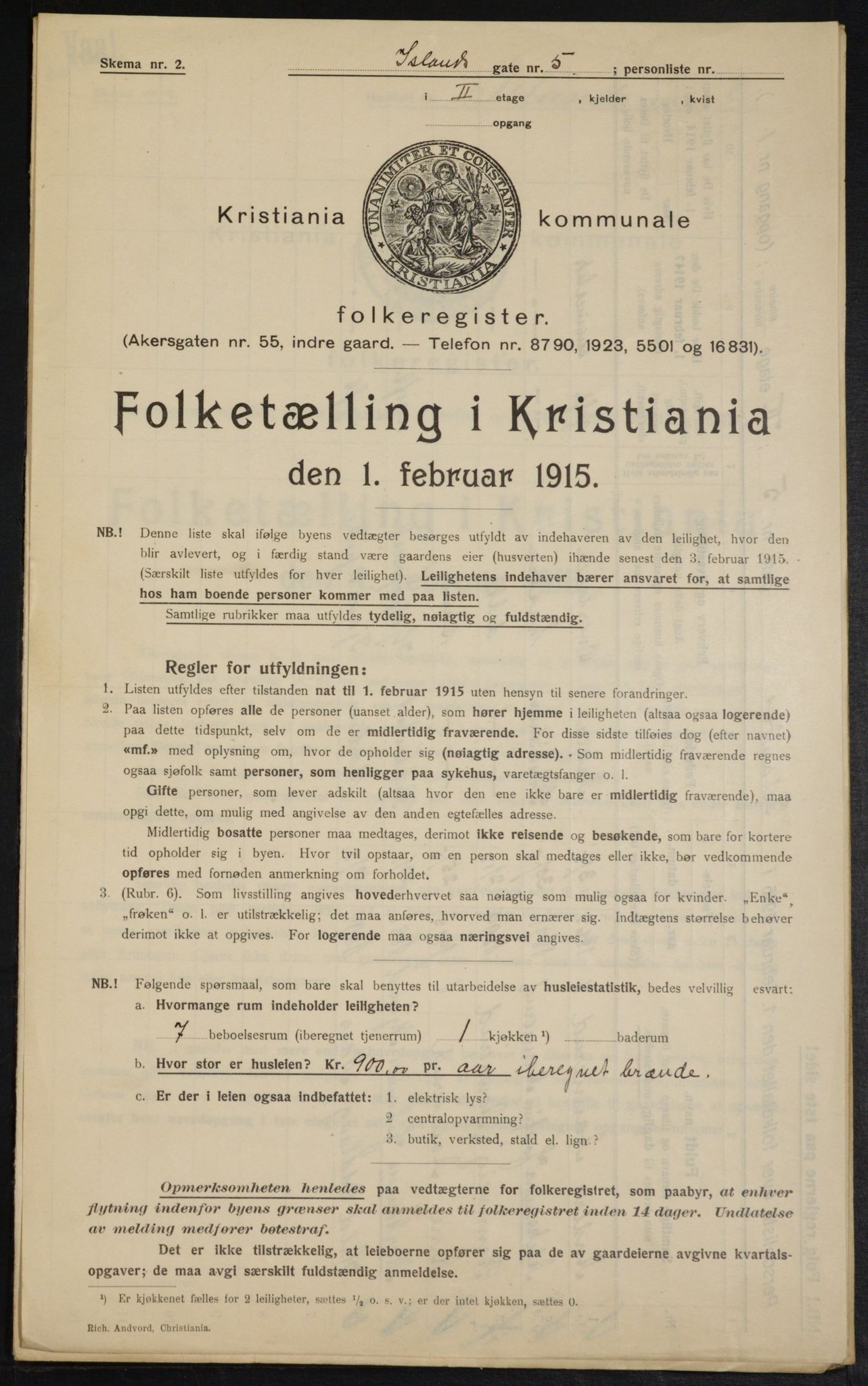 OBA, Kommunal folketelling 1.2.1915 for Kristiania, 1915, s. 43965