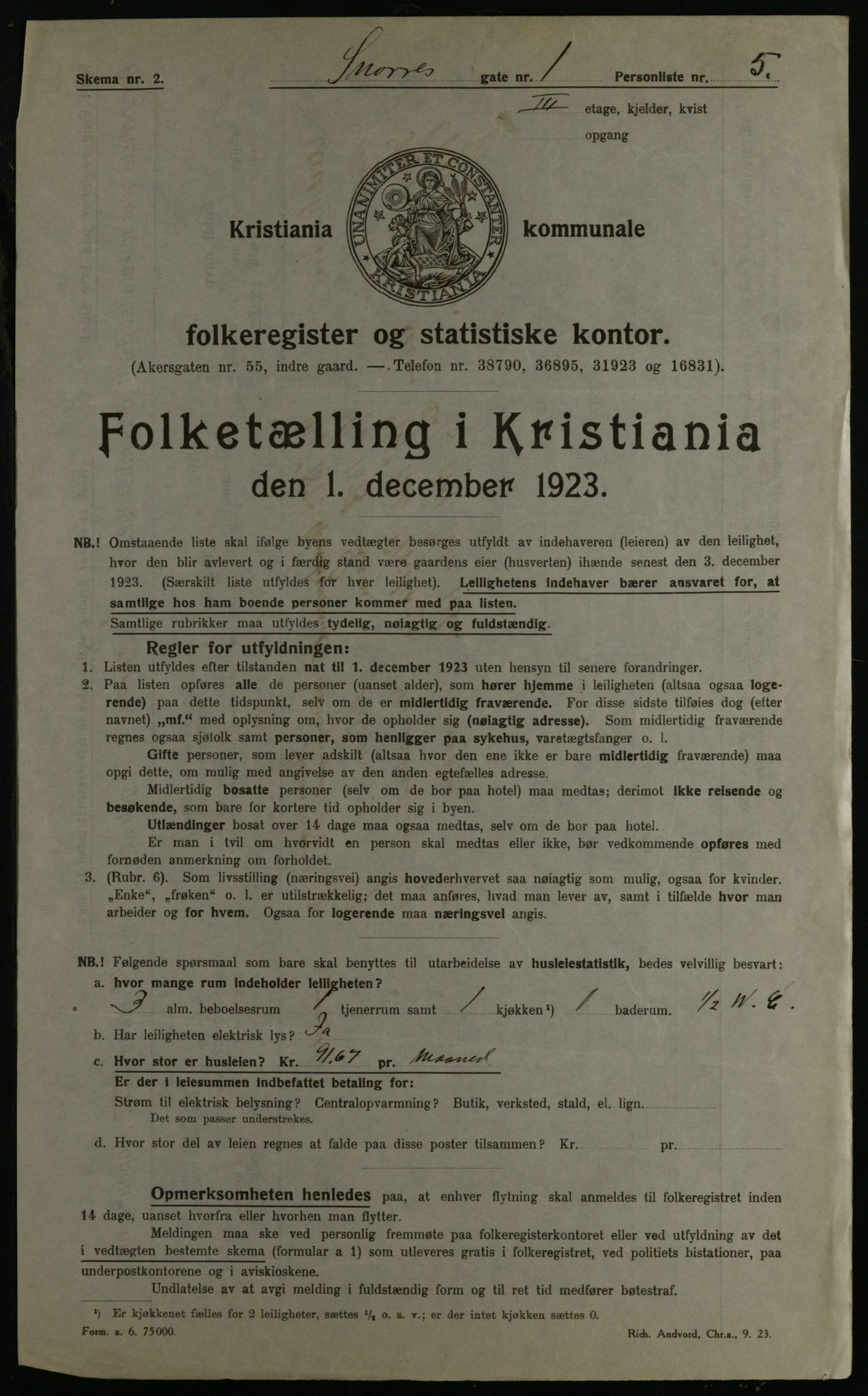 OBA, Kommunal folketelling 1.12.1923 for Kristiania, 1923, s. 108232