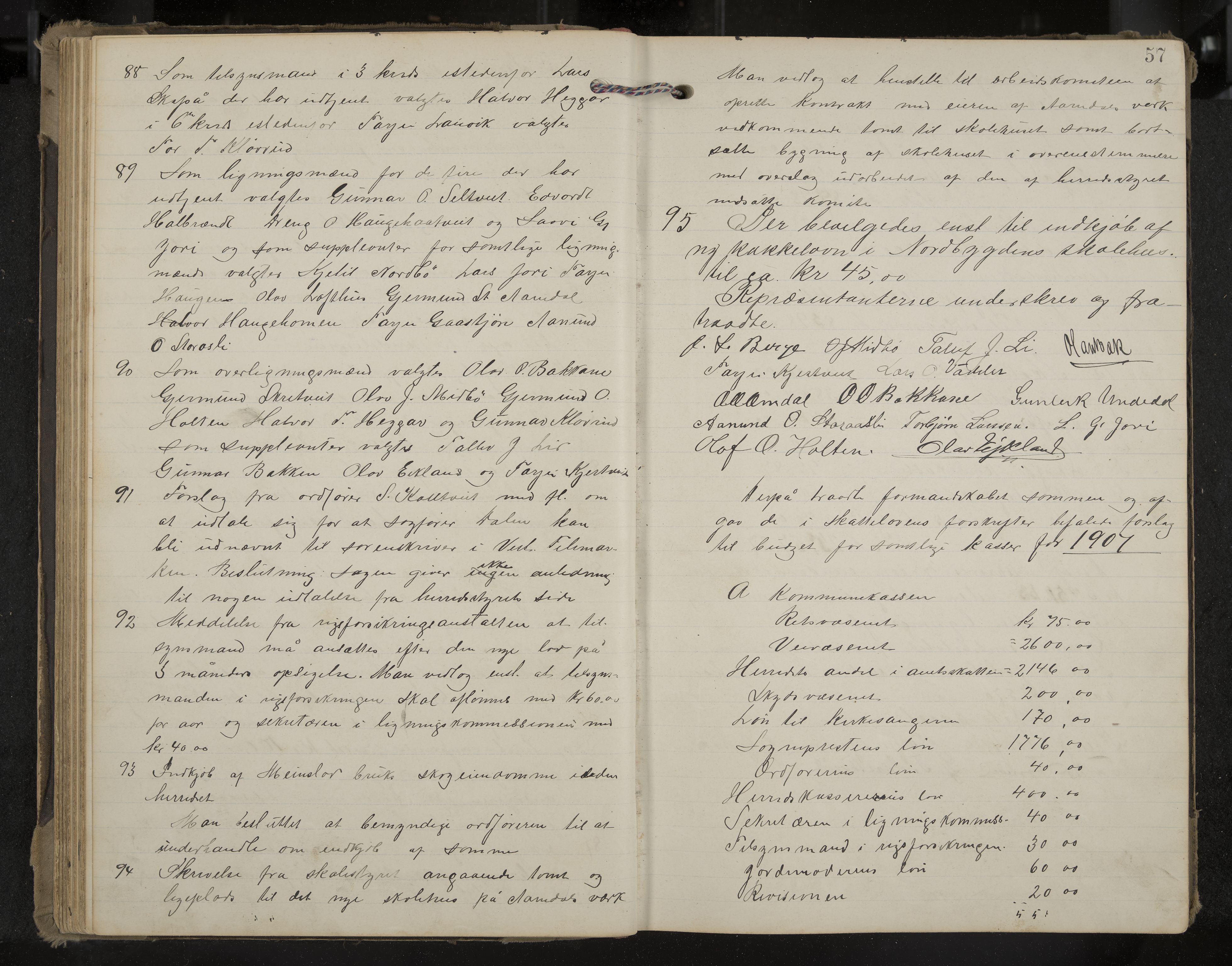 Mo formannskap og sentraladministrasjon, IKAK/0832021/A/L0004: Møtebok, 1903-1915, s. 57